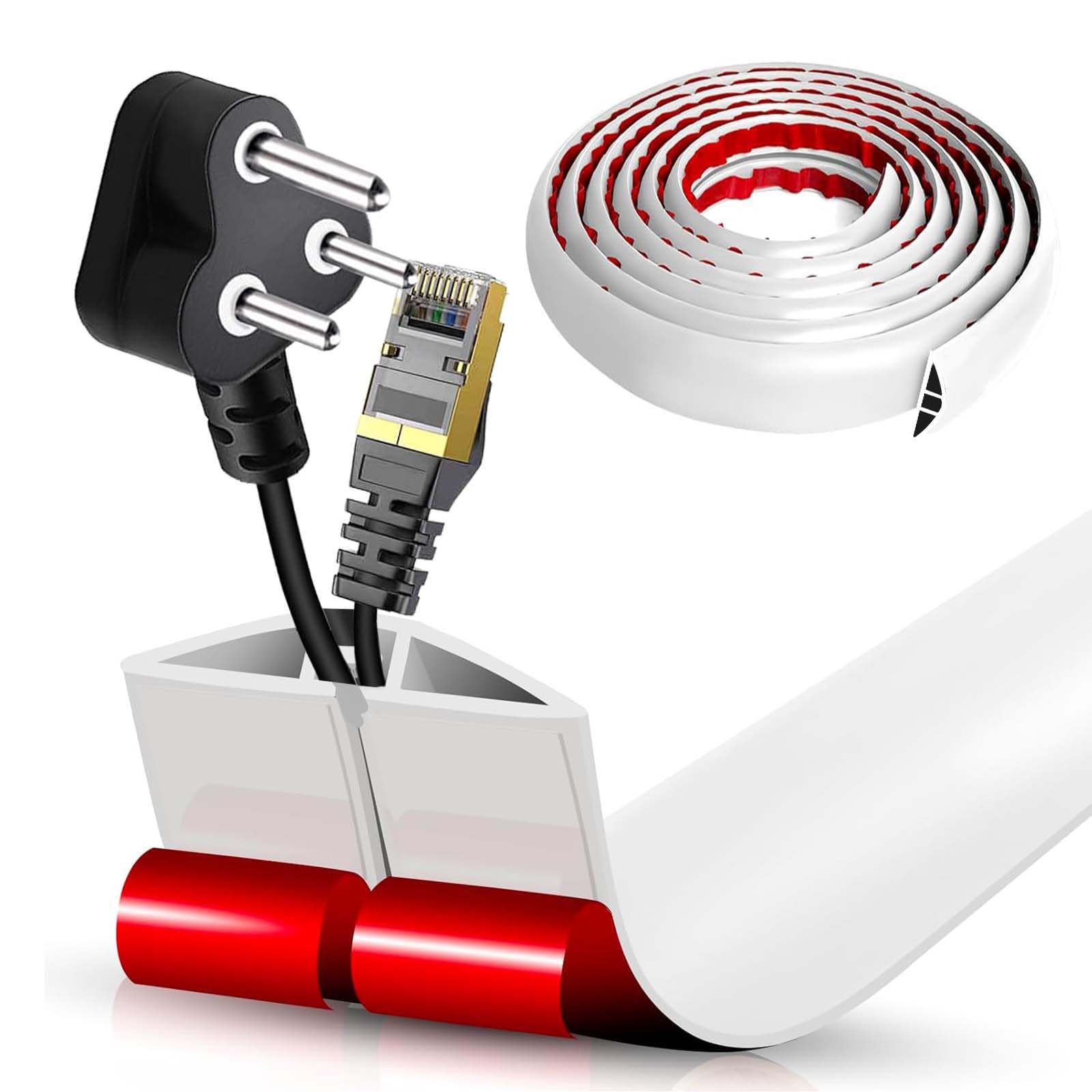 Canalina Passacavi Pavimento Adesiva PVC 5cm x 6m, Bianco