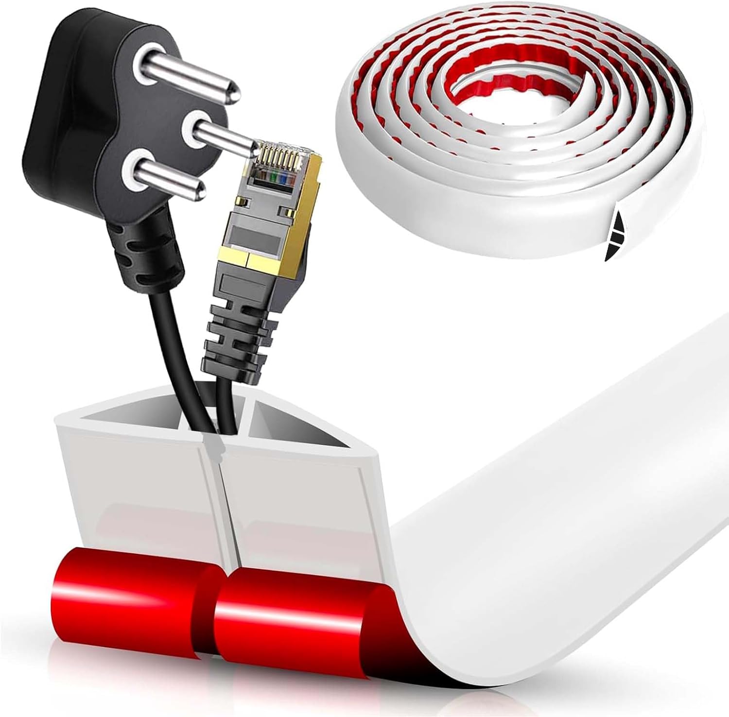 Canalina Passacavi Pavimento Adesiva PVC 5cm x 6m, Bianco - immagine 1