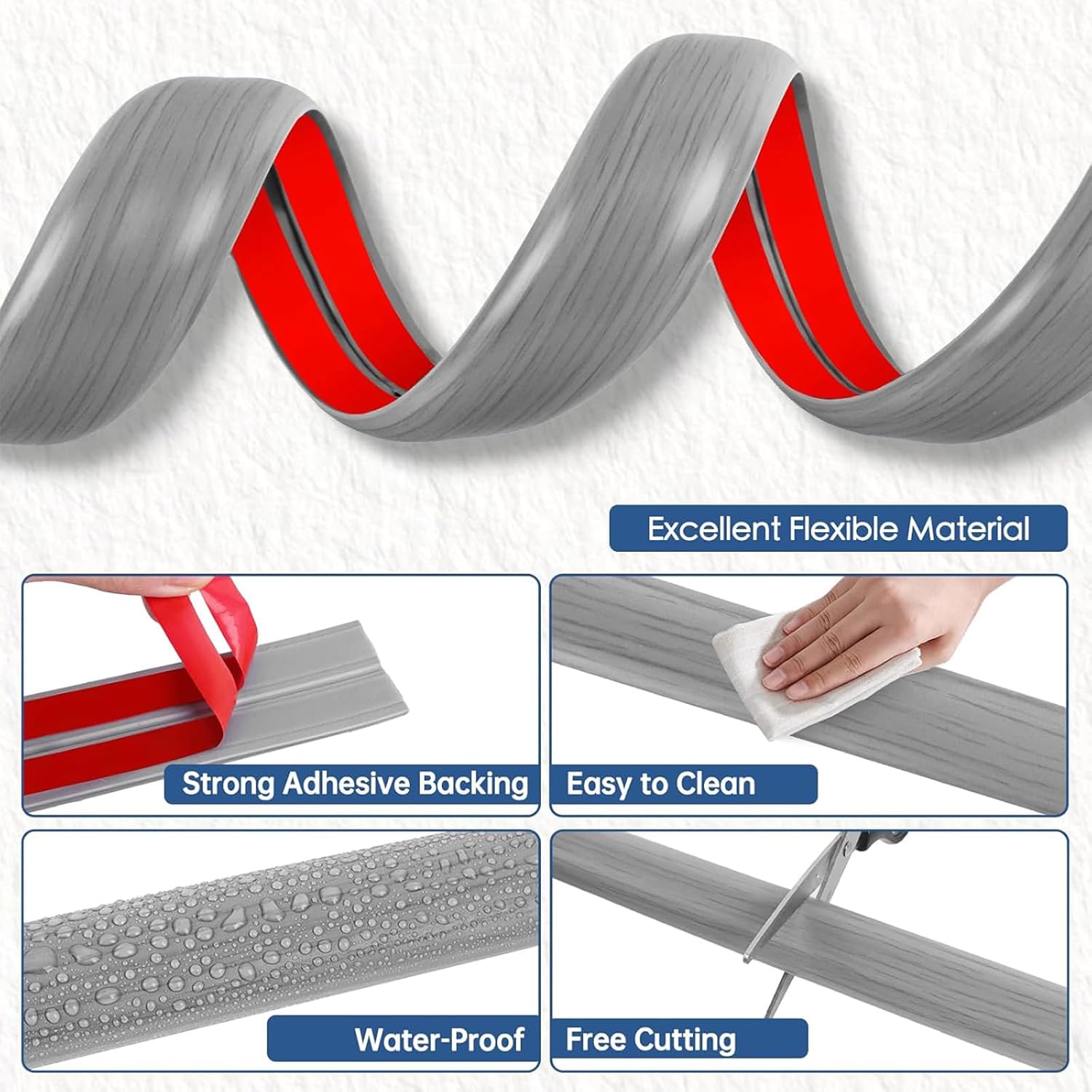 Canalina Passacavi Pavimento Adesiva PVC 5cm x 6m, Bianco - immagine 3