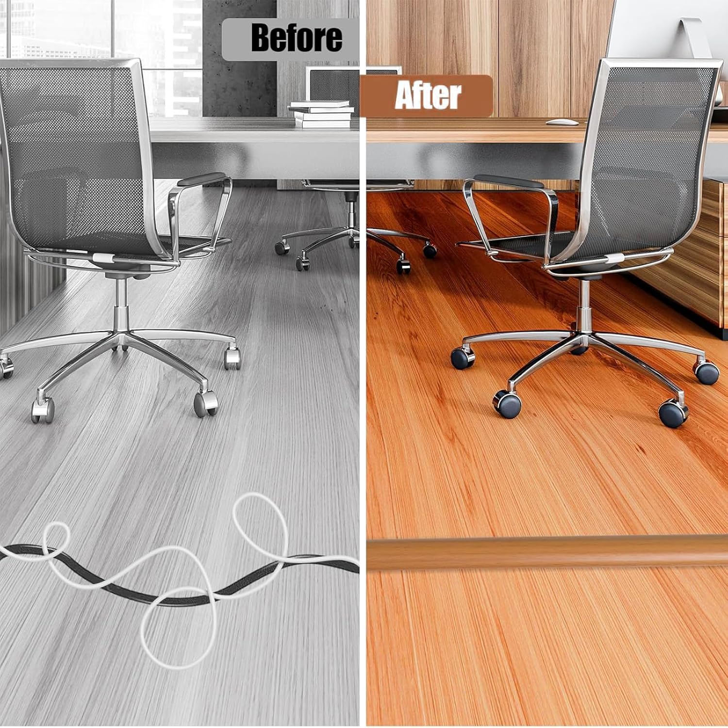 Canalina Passacavi Pavimento Adesiva PVC 5cm x 6m, Bianco - immagine 5