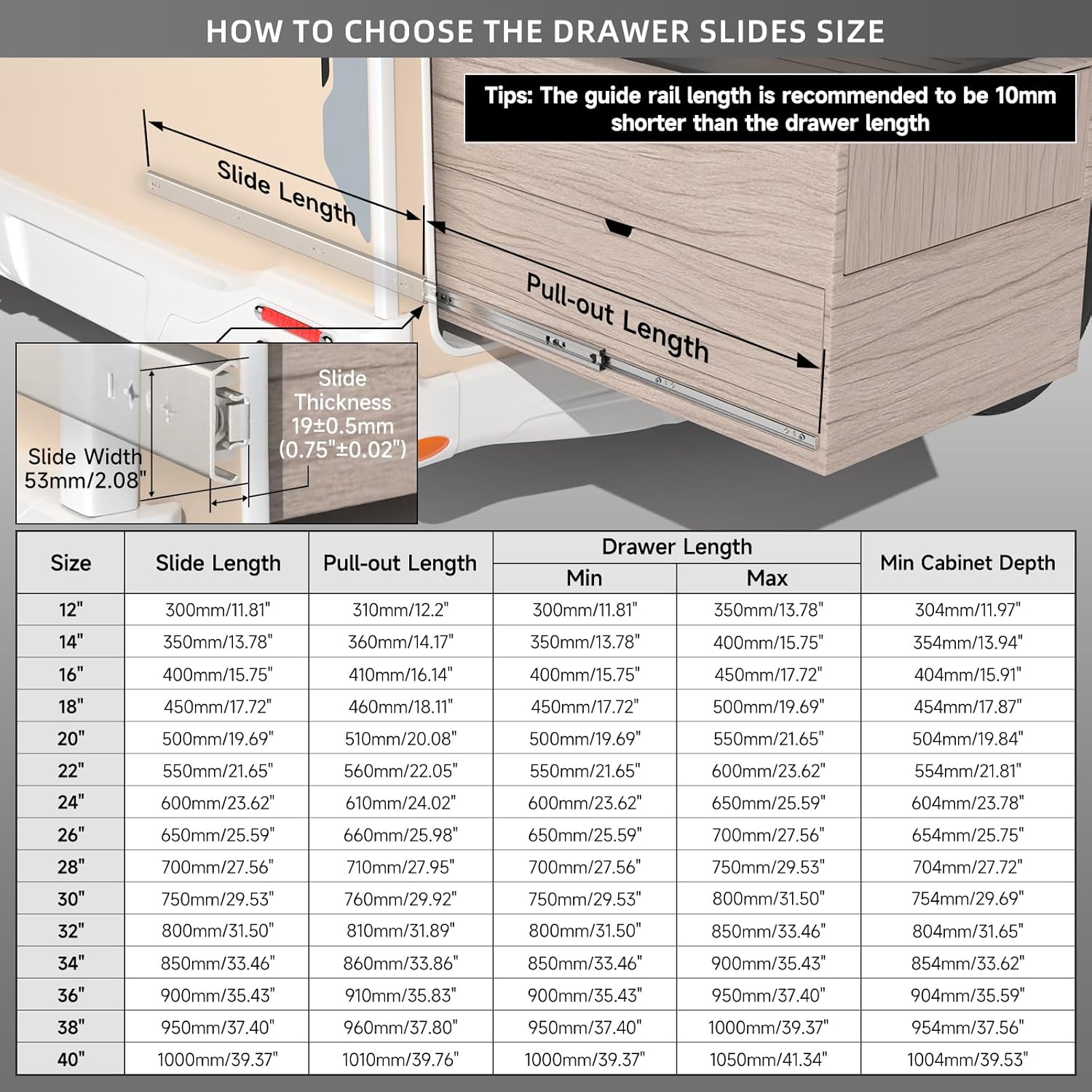 Aolisheng Guide Cassetti Pesanti Estrazione Totale - immagine 2