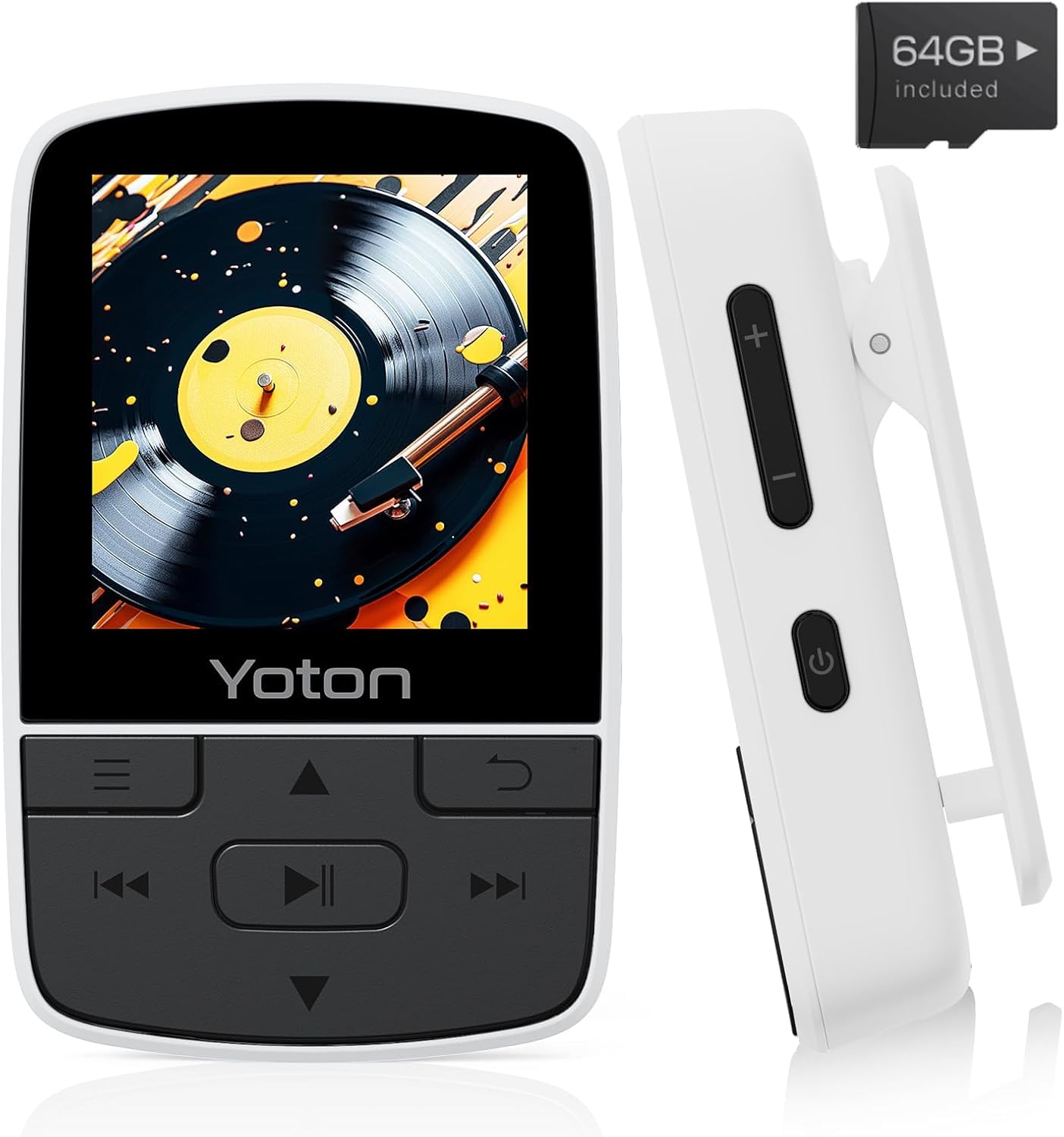 Yoton Lettore Musicale Bluetooth 64GB con Clip, Bianco