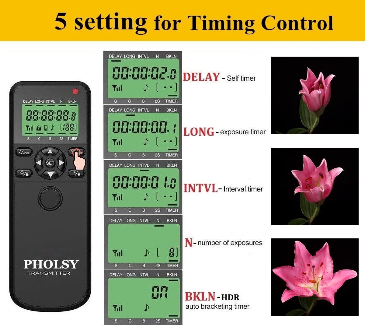 Pholsy Wireless Timer Telecomando per Sony - immagine 3