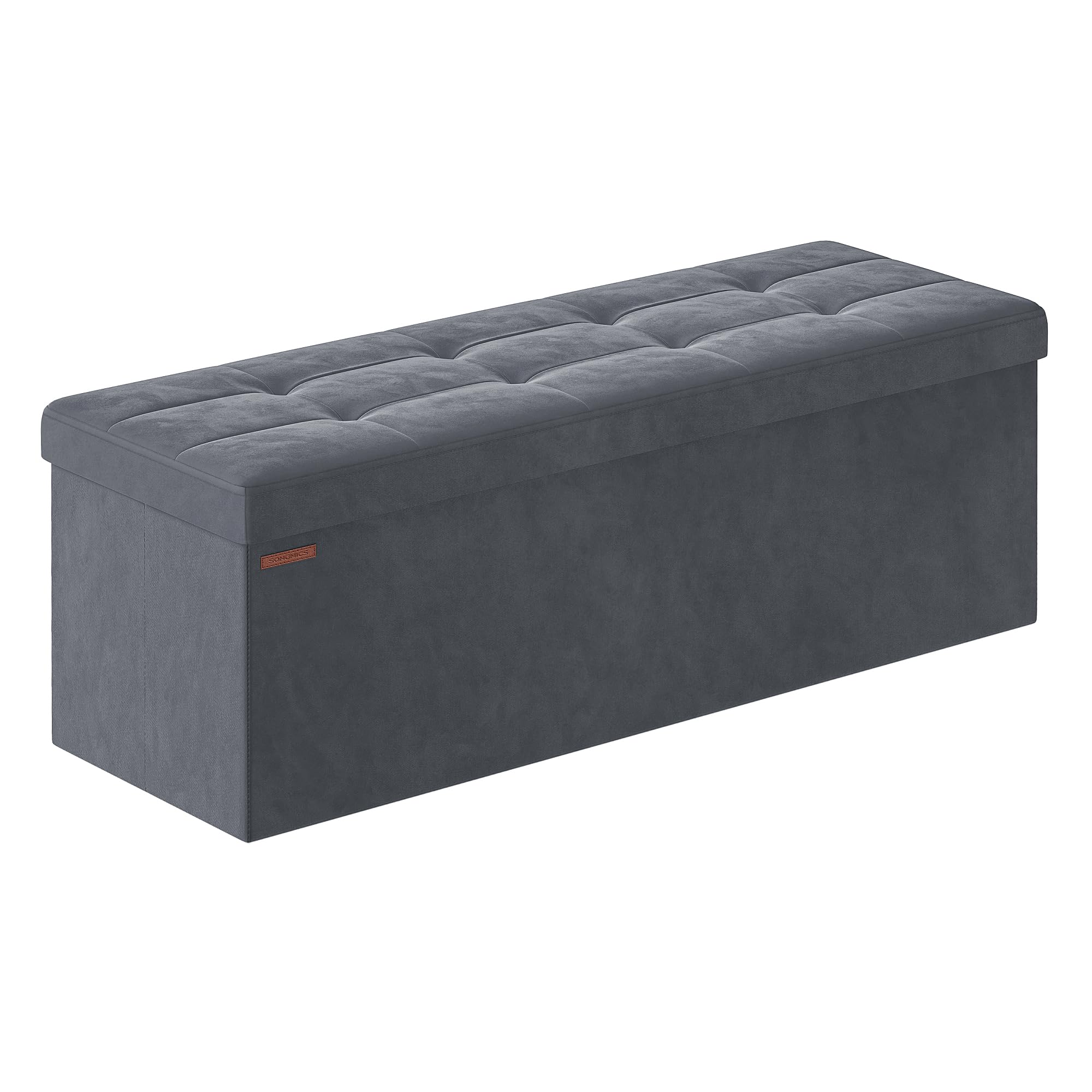Songmics Cassapanca Pouf Contenitore Pieghevole, Grigio Ardesia