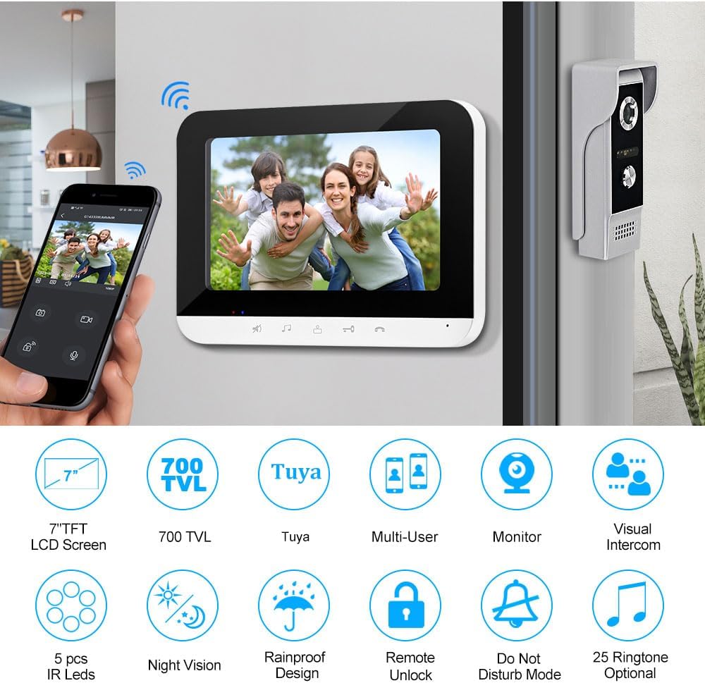 FTes RFKits Videocitofono Tuya Cablato 7 Pollici - immagine 2