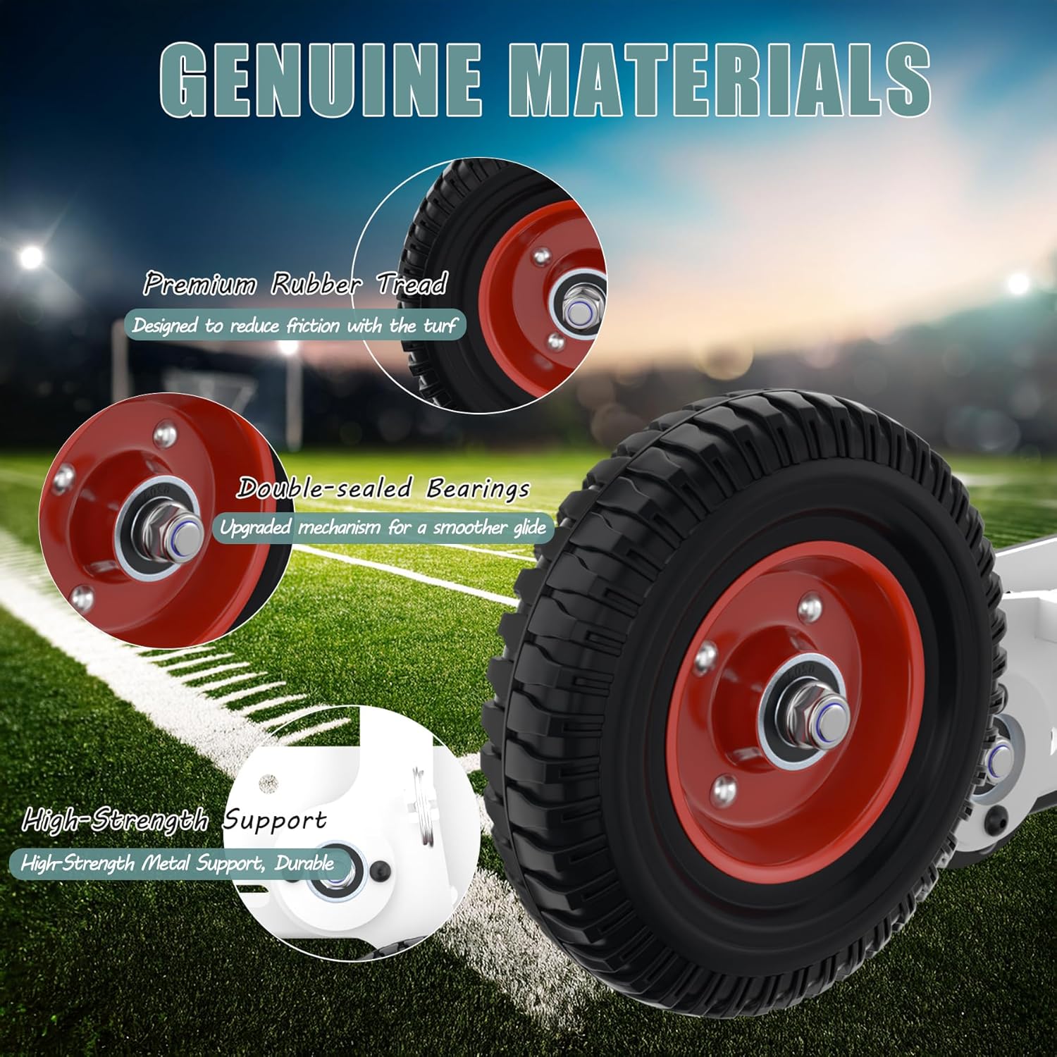 Lygoeeege - Ruote di supporto per porta da calcio 20 cm, Bianco - immagine 4