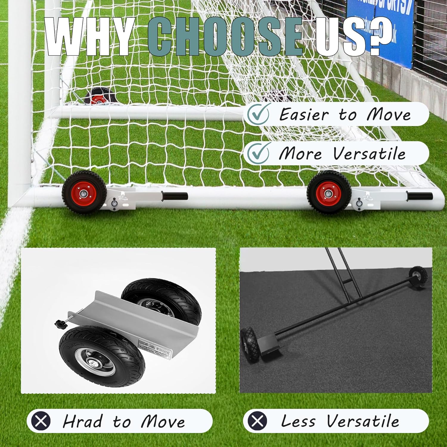 Lygoeeege - Ruote di supporto per porta da calcio 20 cm, Bianco - immagine 5