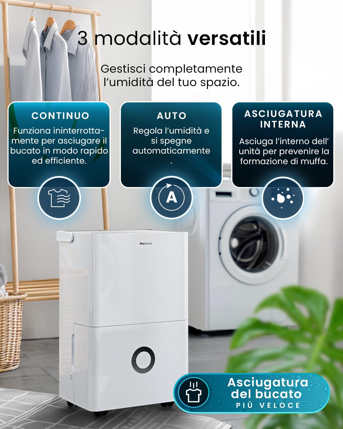 Pro Breeze Deumidificatore Casa 30L/giorno - immagine 4