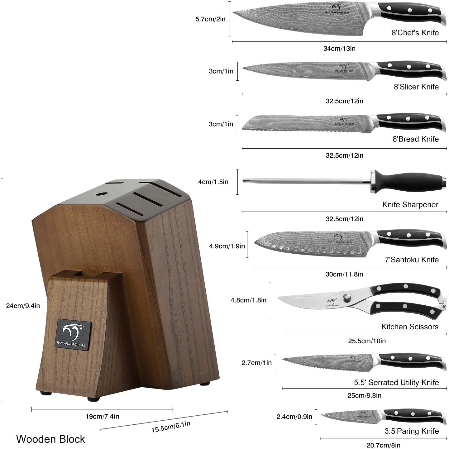 Set Coltelli da Cucina Damasco con Ceppo - immagine 3