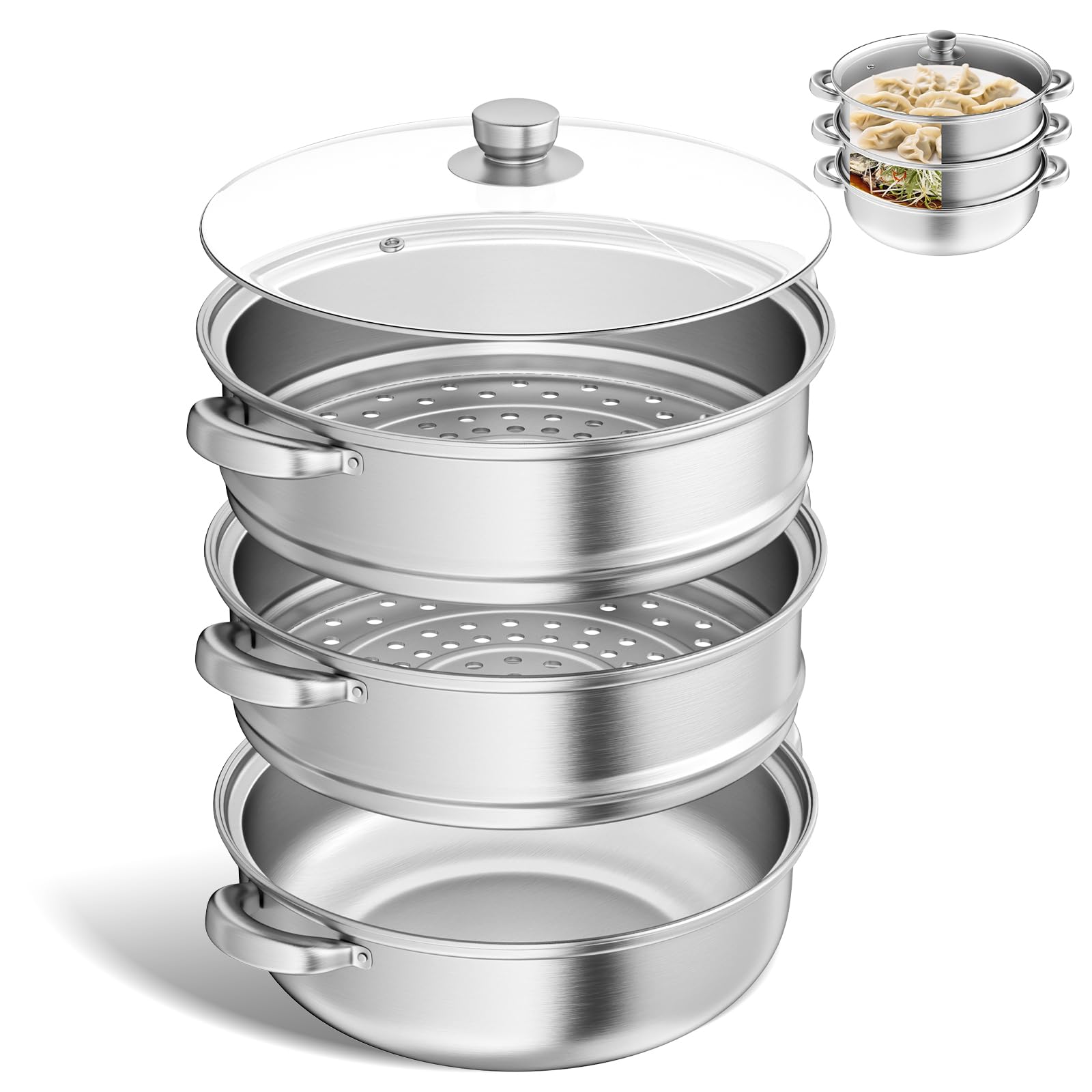 Vaporiera Acciaio Inox 28cm con Cestello Vapore