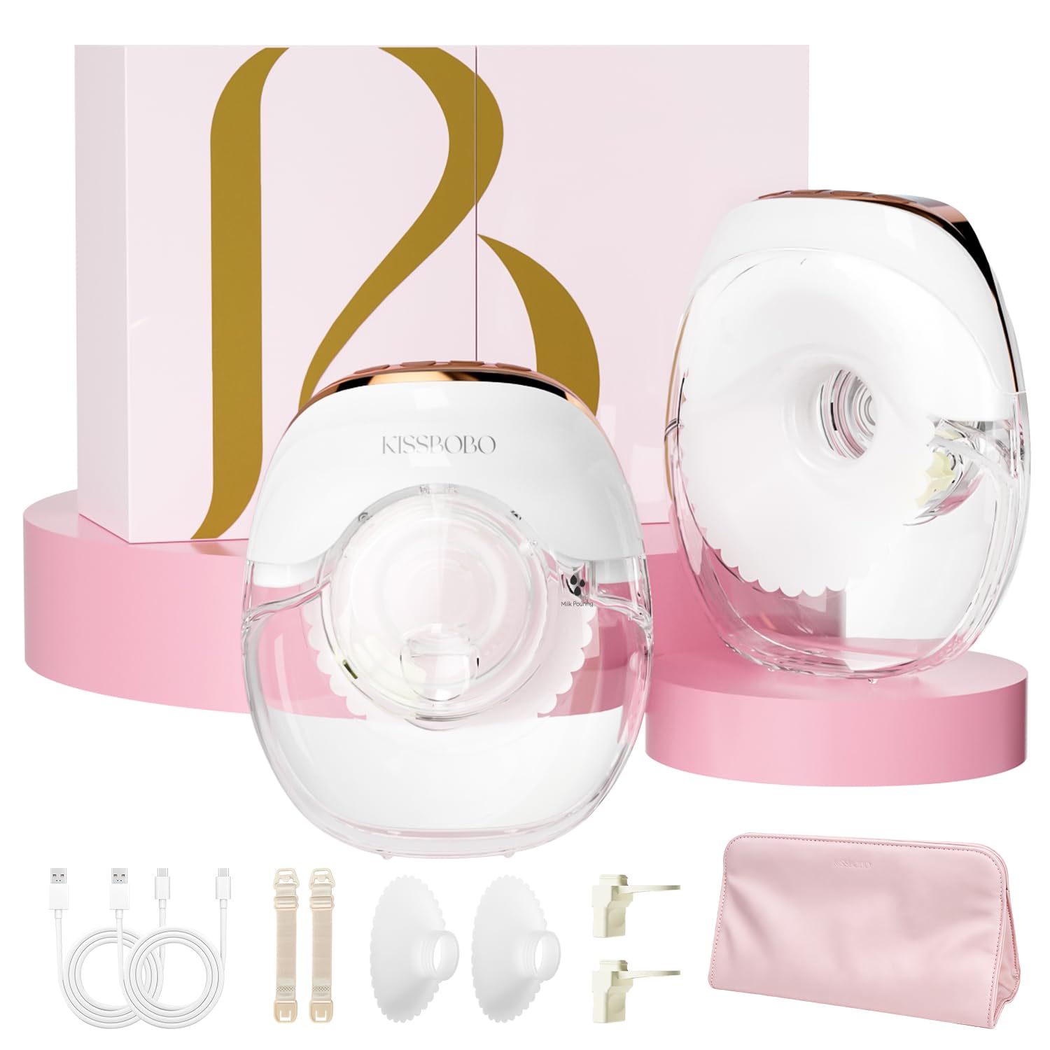 Kissbobo Tiralatte Elettrico Doppio a Mani Libere (2 pezzi)