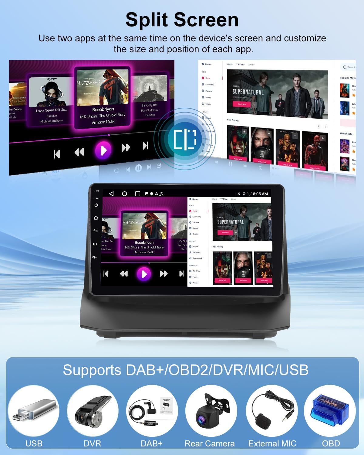 NHOPEEW Radio Android 9 Pollici per Ford Fiesta 2009-2017 - immagine 5