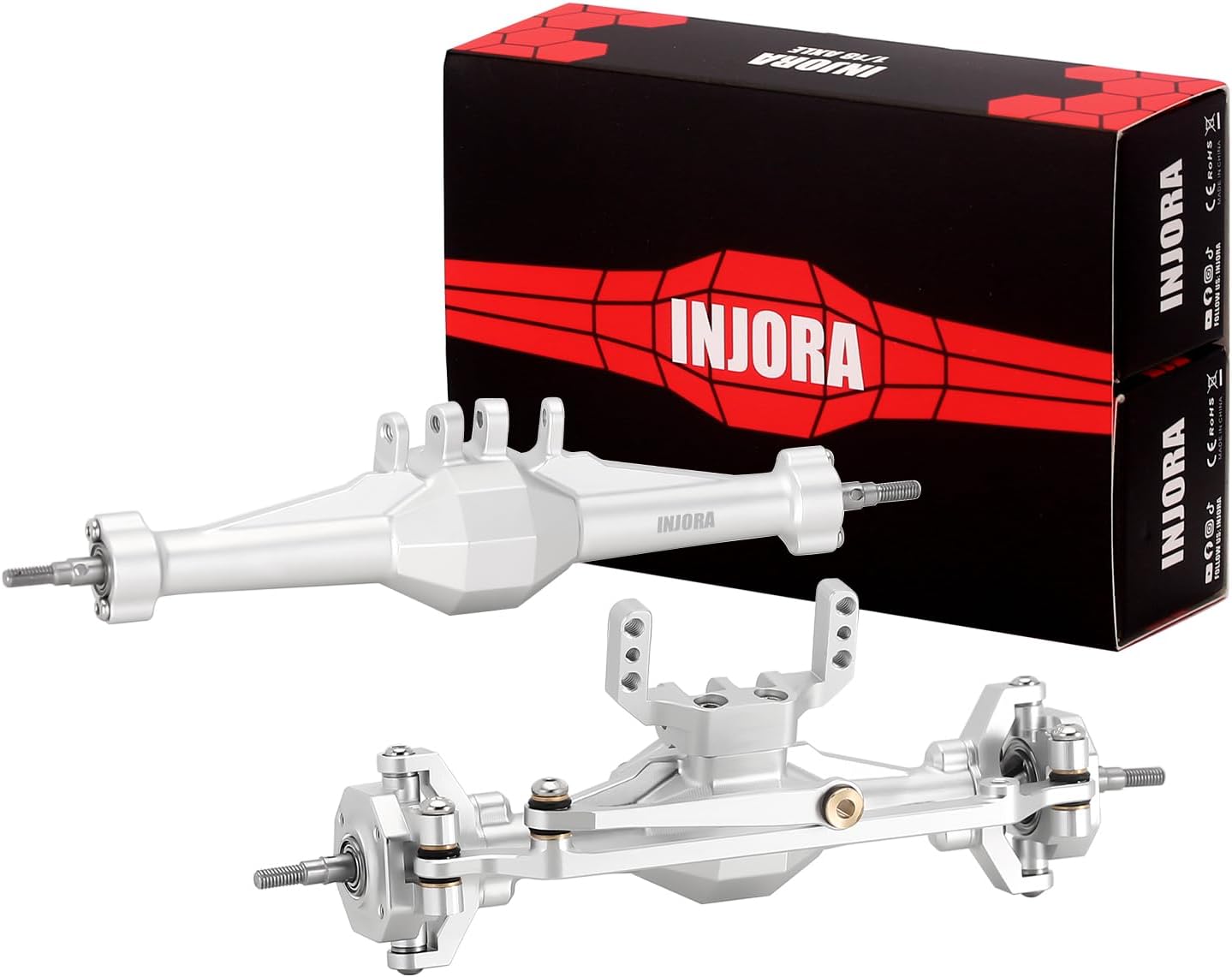 INJORA Assali Diamond +4mm per TRX4M 1/18 RC Crawler, Argento - immagine 1