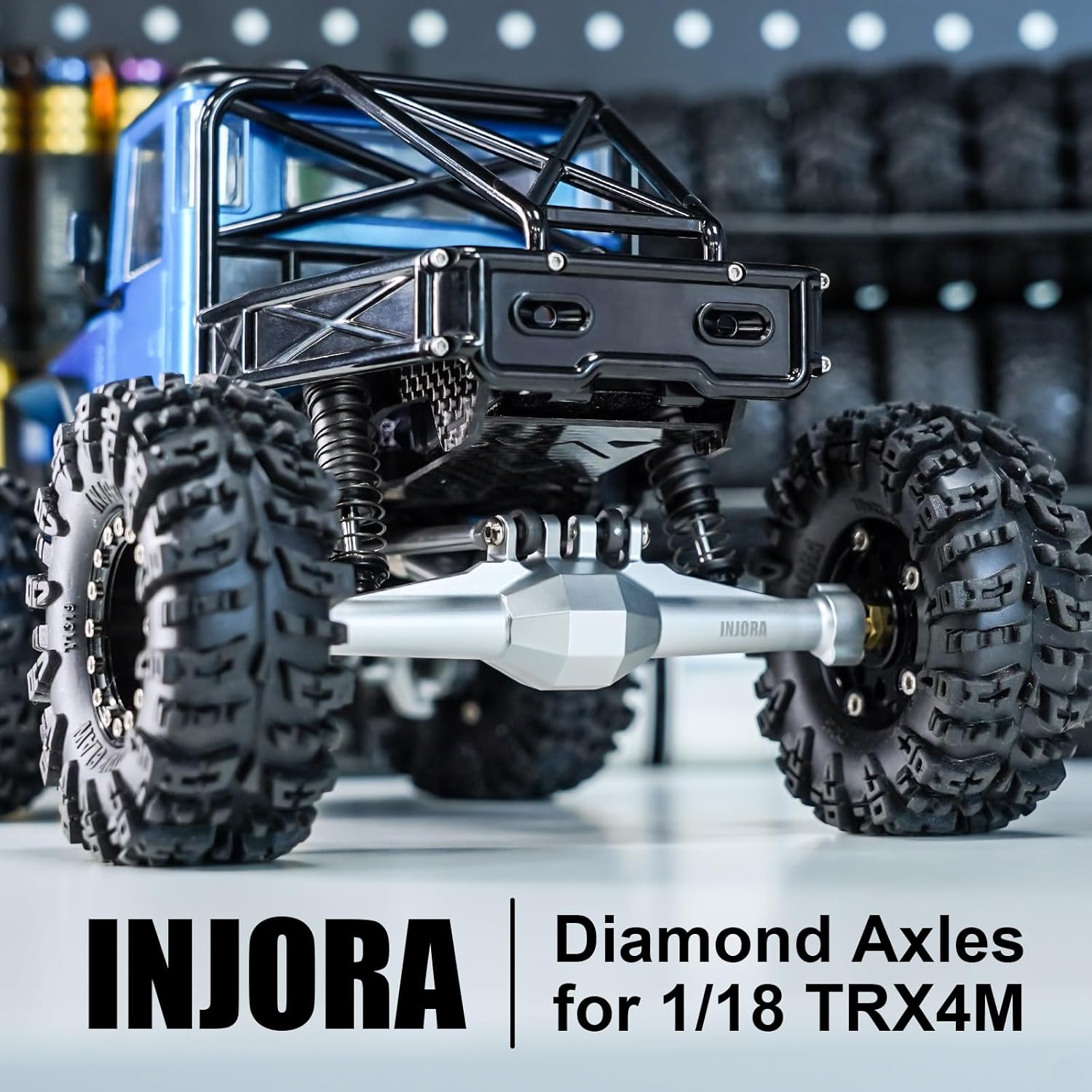 INJORA Assali Diamond +4mm per TRX4M 1/18 RC Crawler, Argento - immagine 6