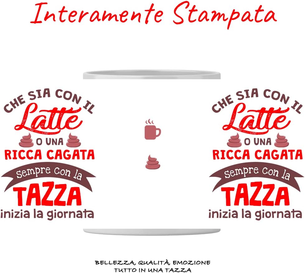 12Print Tazza Latte Divertente 'Cagata' - immagine 6