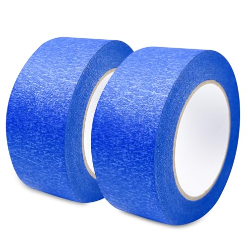 2 Rotoli Nastro di Mascheratura 48mm x 50m, Nastro Carta Imbianchino, Nastro per Mascheratura di Precisione, Nastro Adesivo per Pittura, per Mascheratura Verniciatura Ristrutturare