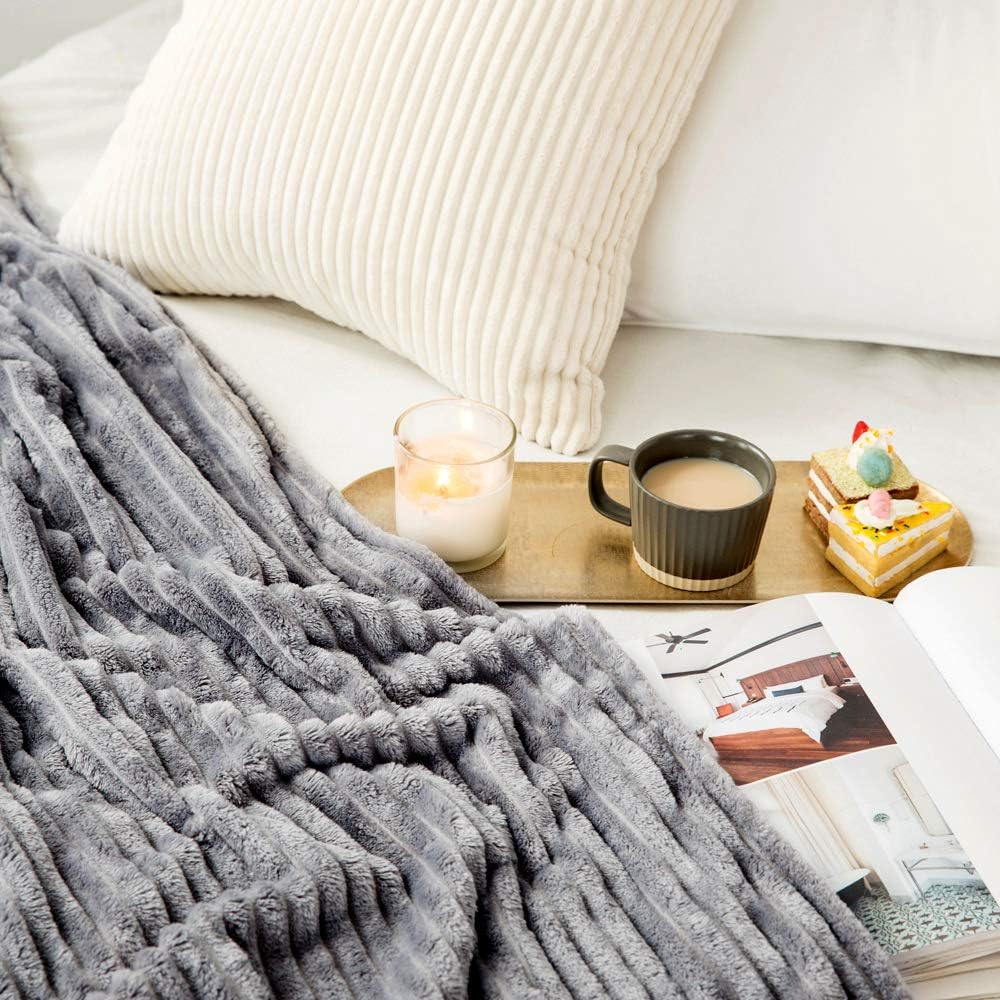 Miulee Coperta Pile Velluto 220x240 CM, Grigio - immagine 3