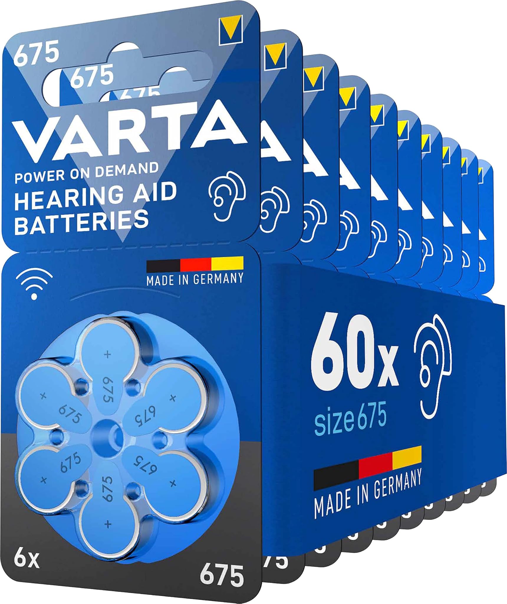 Varta Batterie per Apparecchi Acustici Tipo 675, 60 pezzi, Blu