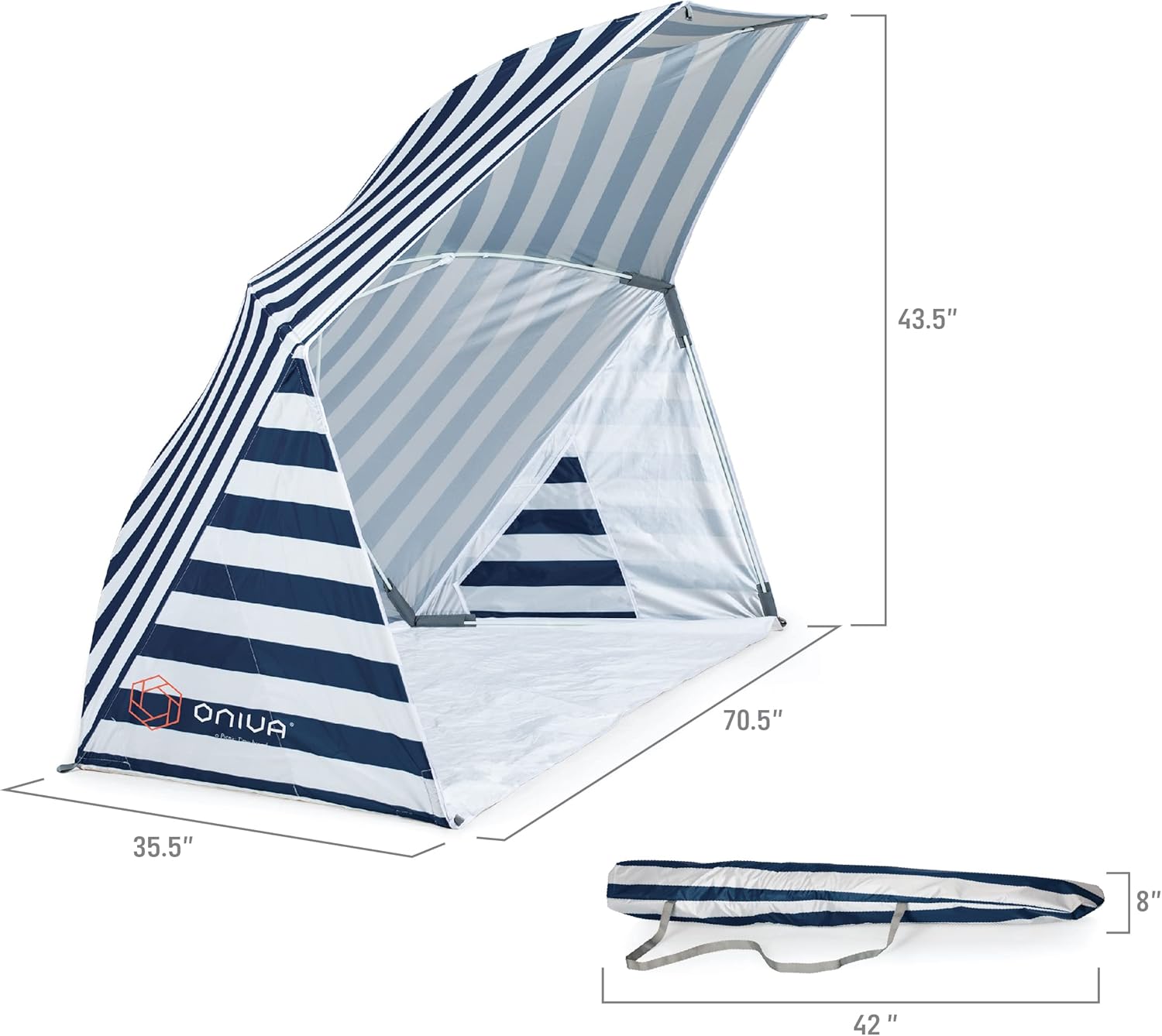Brolly Sunshelter, blu navy e bianco a righe - immagine 5