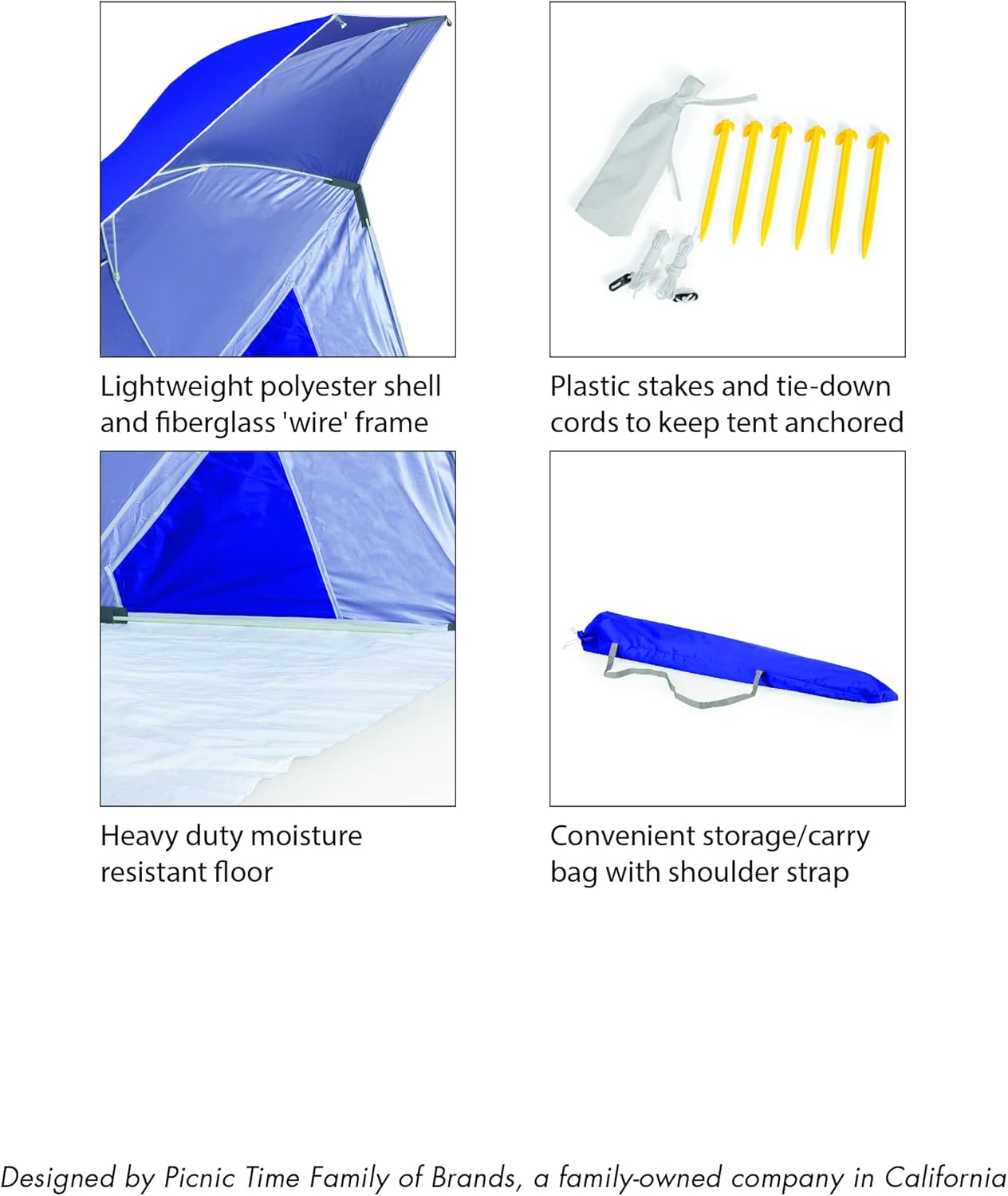 Brolly Sunshelter, blu navy e bianco a righe - immagine 6