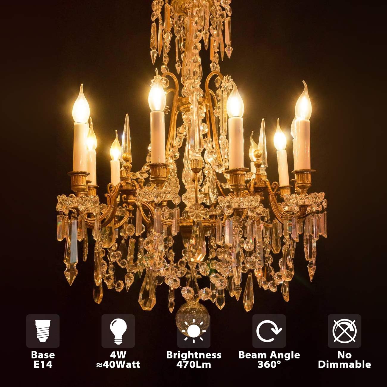 Lvwit Lampadine LED E14 Luce Calda 2700K - Pacco da 6 - immagine 2