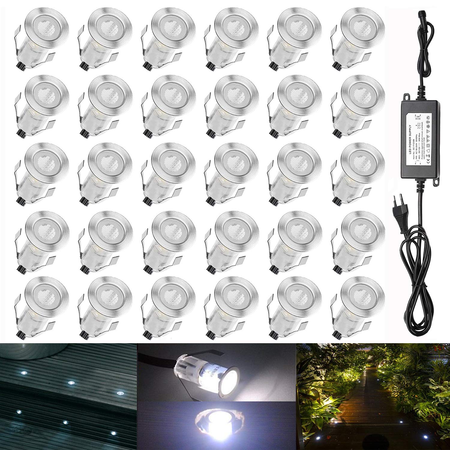 Qaca Mini Faretti a Incasso DC 12V IP67, Bianco Freddo