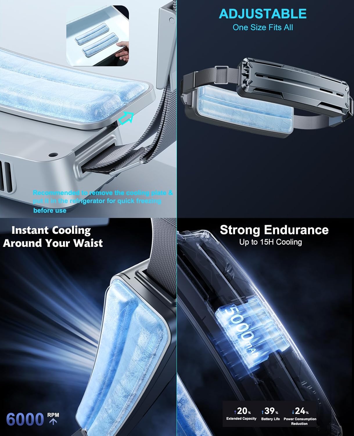 Ventilatore Portatile con 2 Piastre di Raffreddamento Ghiaccio - immagine 5