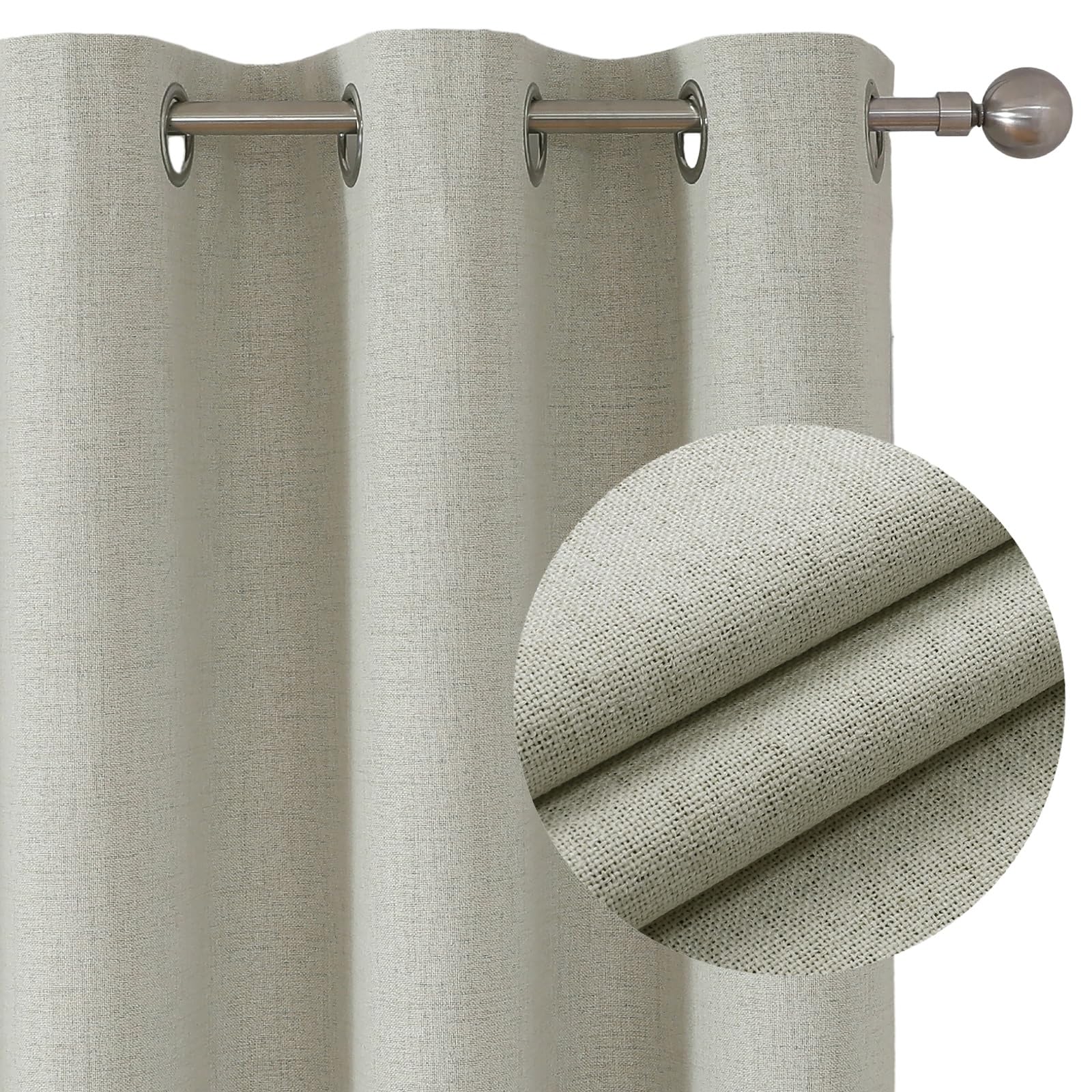 Joydeco Tende Oscuranti 100% Lino 2 Pezzi, Beige Chiaro