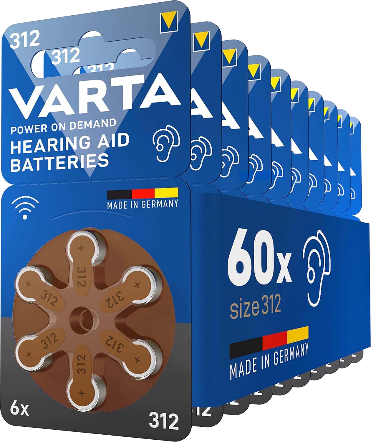 Varta Batterie per Apparecchi Acustici Tipo 312, Marrone - immagine 1