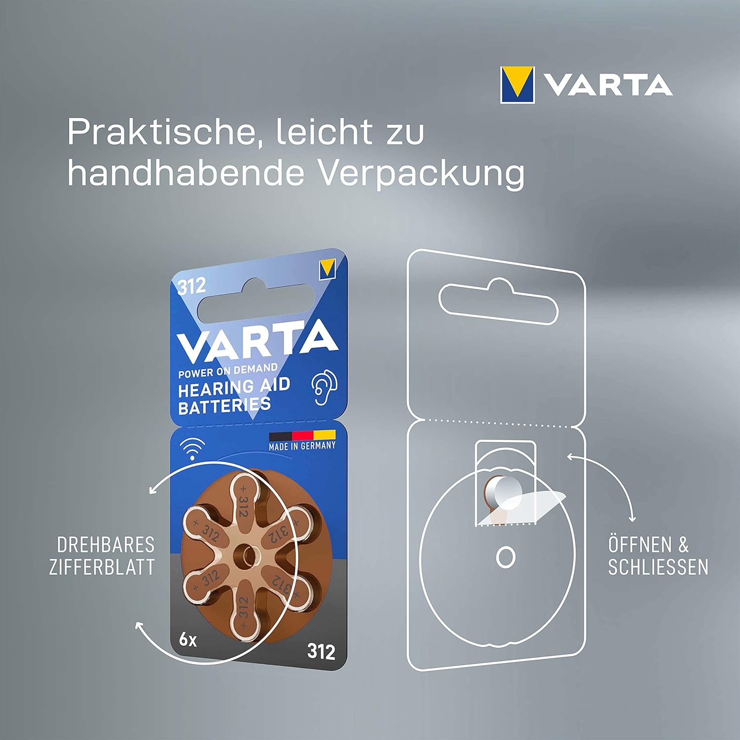 Varta Batterie per Apparecchi Acustici Tipo 312, Marrone - immagine 7