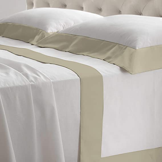 Lisola Set Completo Lenzuola Matrimoniali Cotone e Raso, Sabbia