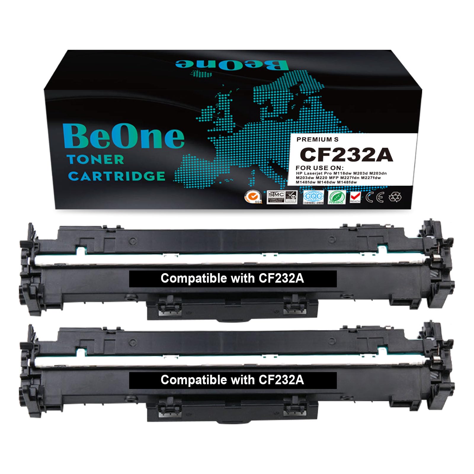 BeOne 2 x 32A CF232A Unità tamburo compatibile per HP Laserjet Pro M118dw M203d M203dn M203dw M220 MFP M227fdn M227fdw M148fdw M148dw (2X nero)