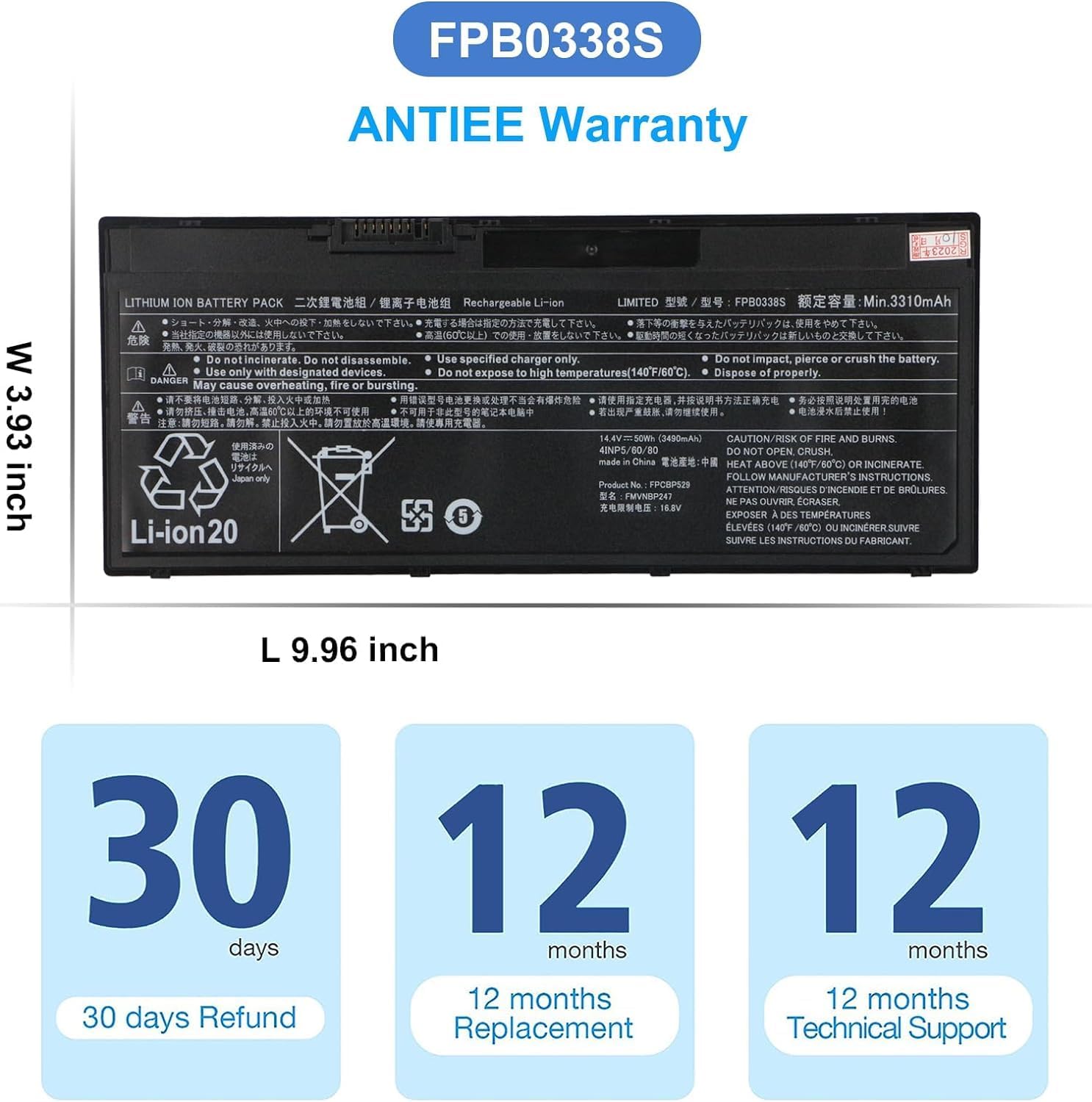 Antiee Batteria 50Wh per Fujitsu LifeBook - immagine 7