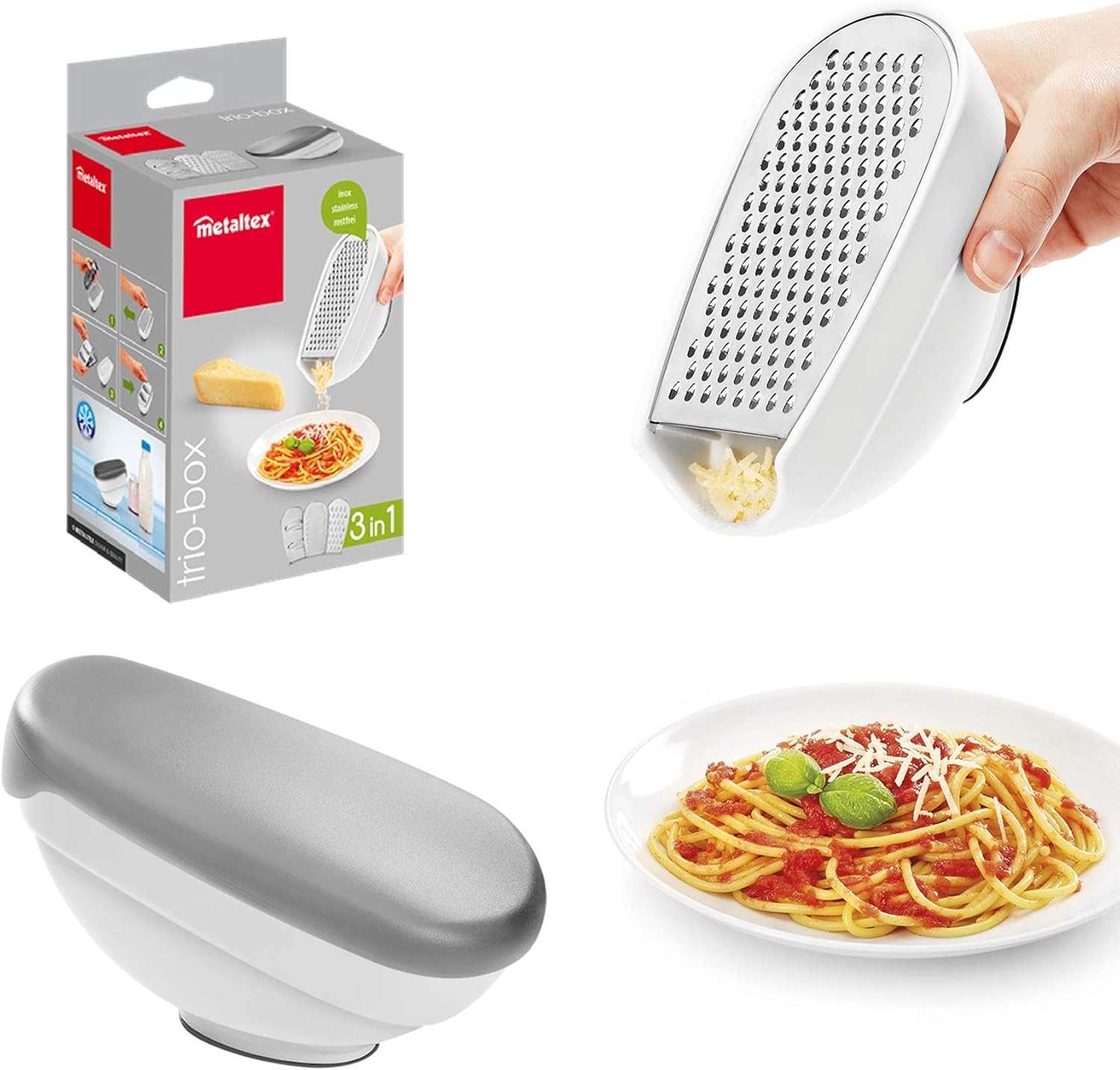 Metaltex 199709080 - Grattugia in plastica e acciaio INOX - immagine 1