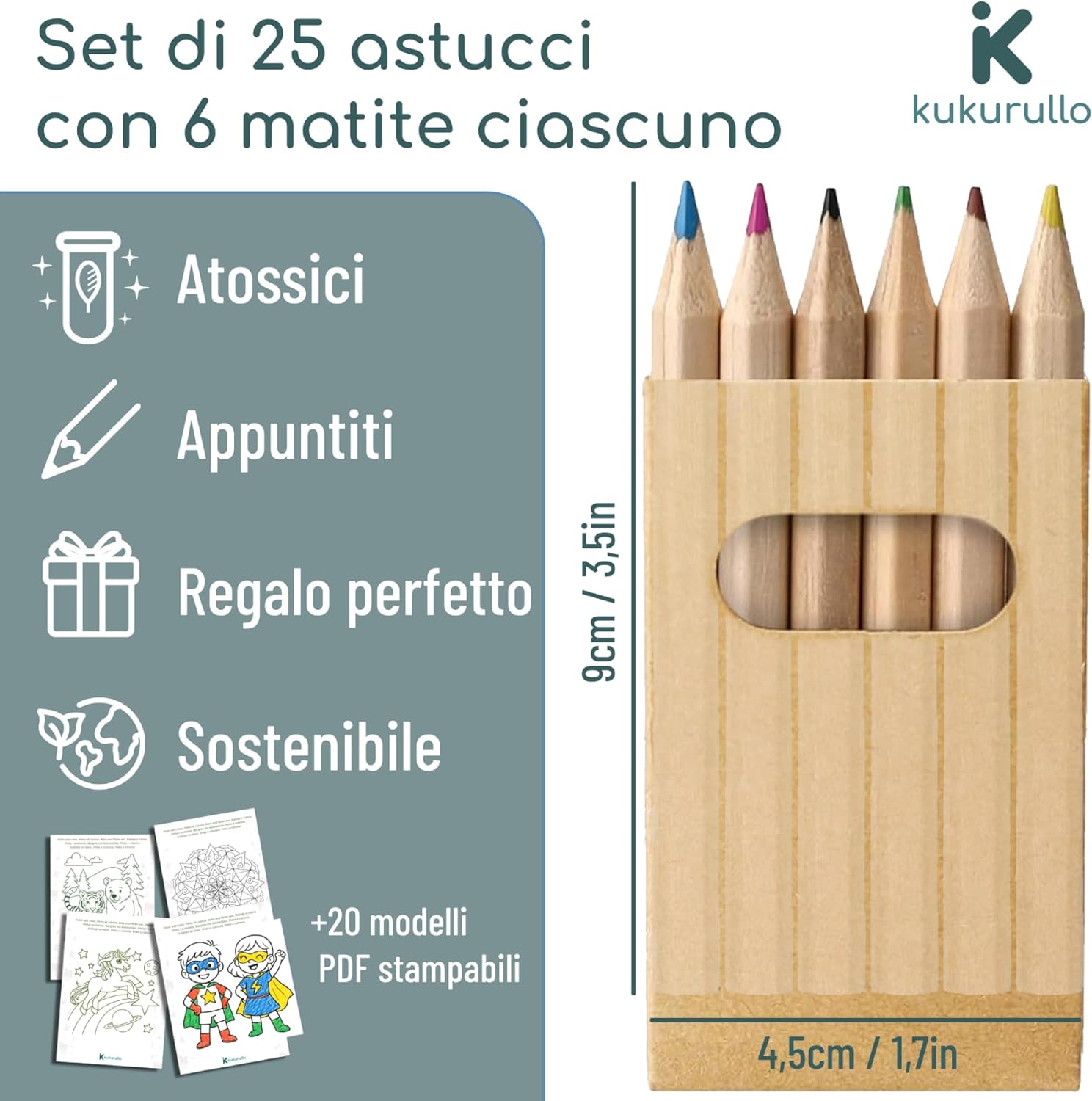 Set 25 Astucci con 6 Matite Colorate per Bambini - immagine 2