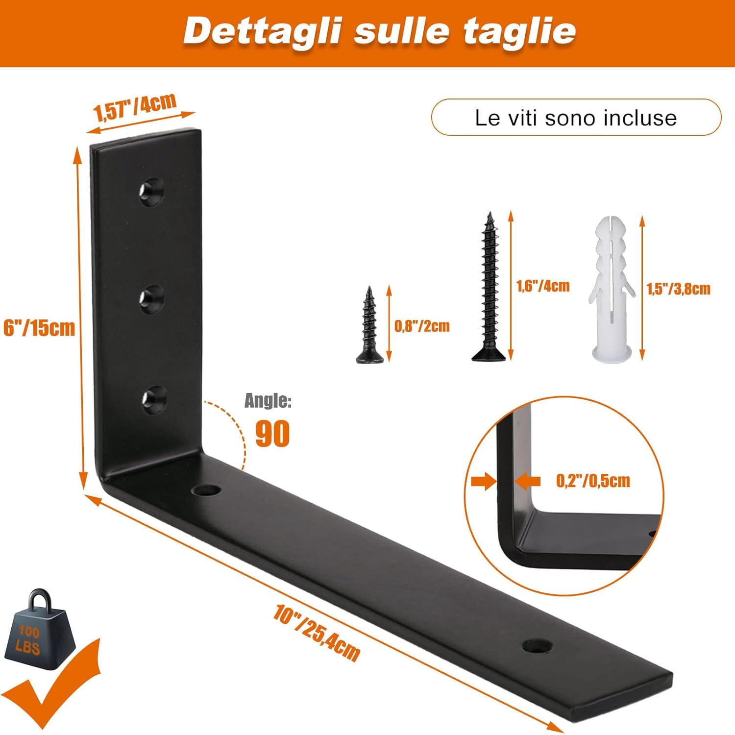 MLOQI Staffe per Mensole Pesanti Industriali (6 Pezzi) - immagine 2
