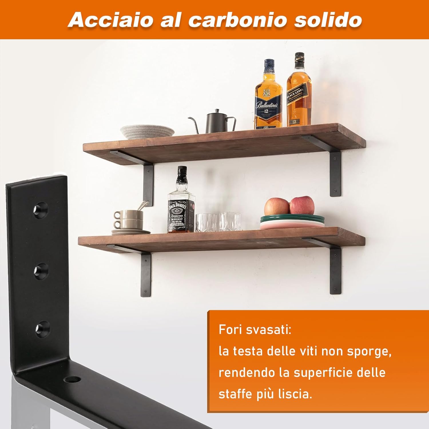 MLOQI Staffe per Mensole Pesanti Industriali (6 Pezzi) - immagine 3