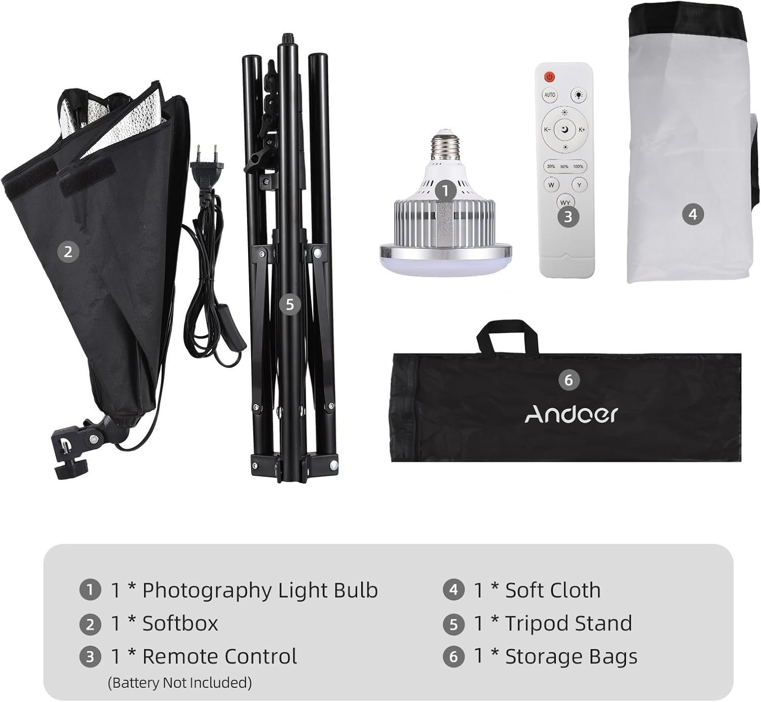 Andoer Kit Illuminazione Softbox Studio con Luce LED Bicolore - immagine 7