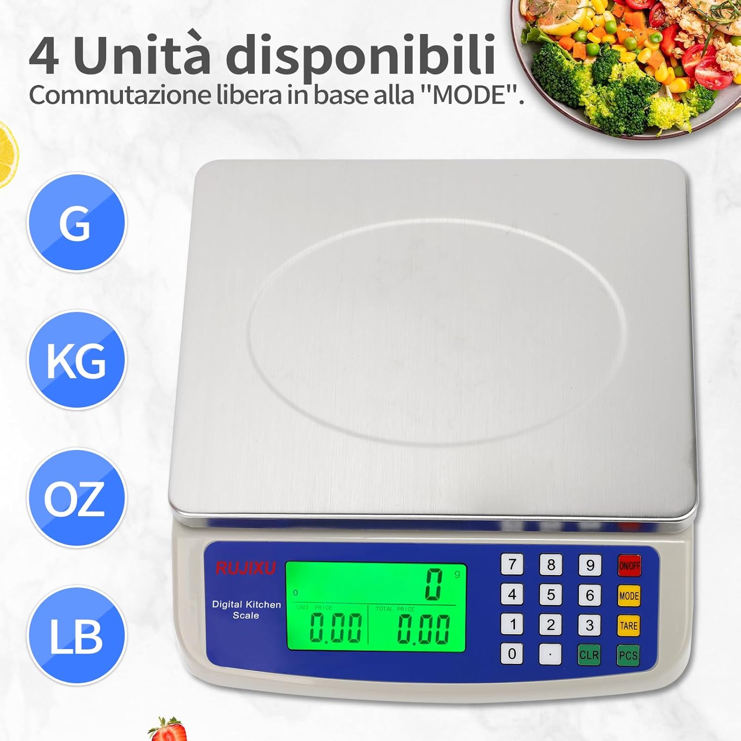 Bilancia Cucina Digitale Acciaio Inossidabile 30kg - immagine 3