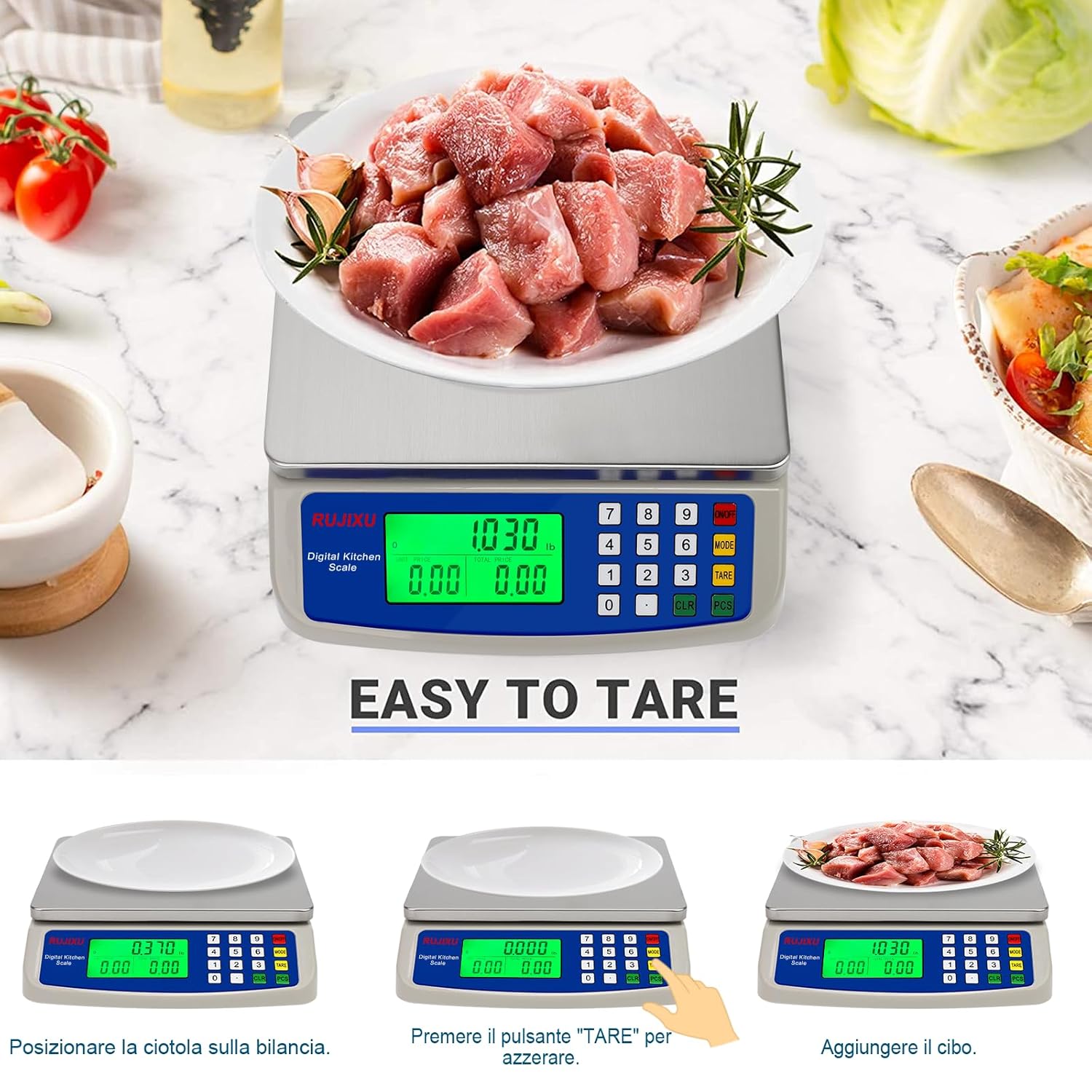 Bilancia Cucina Digitale Acciaio Inossidabile 30kg - immagine 5
