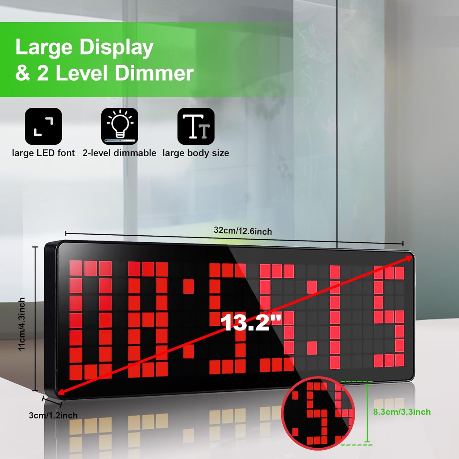 Timer da Palestra 13.2" Grande Orologio Digitale LED - immagine 5