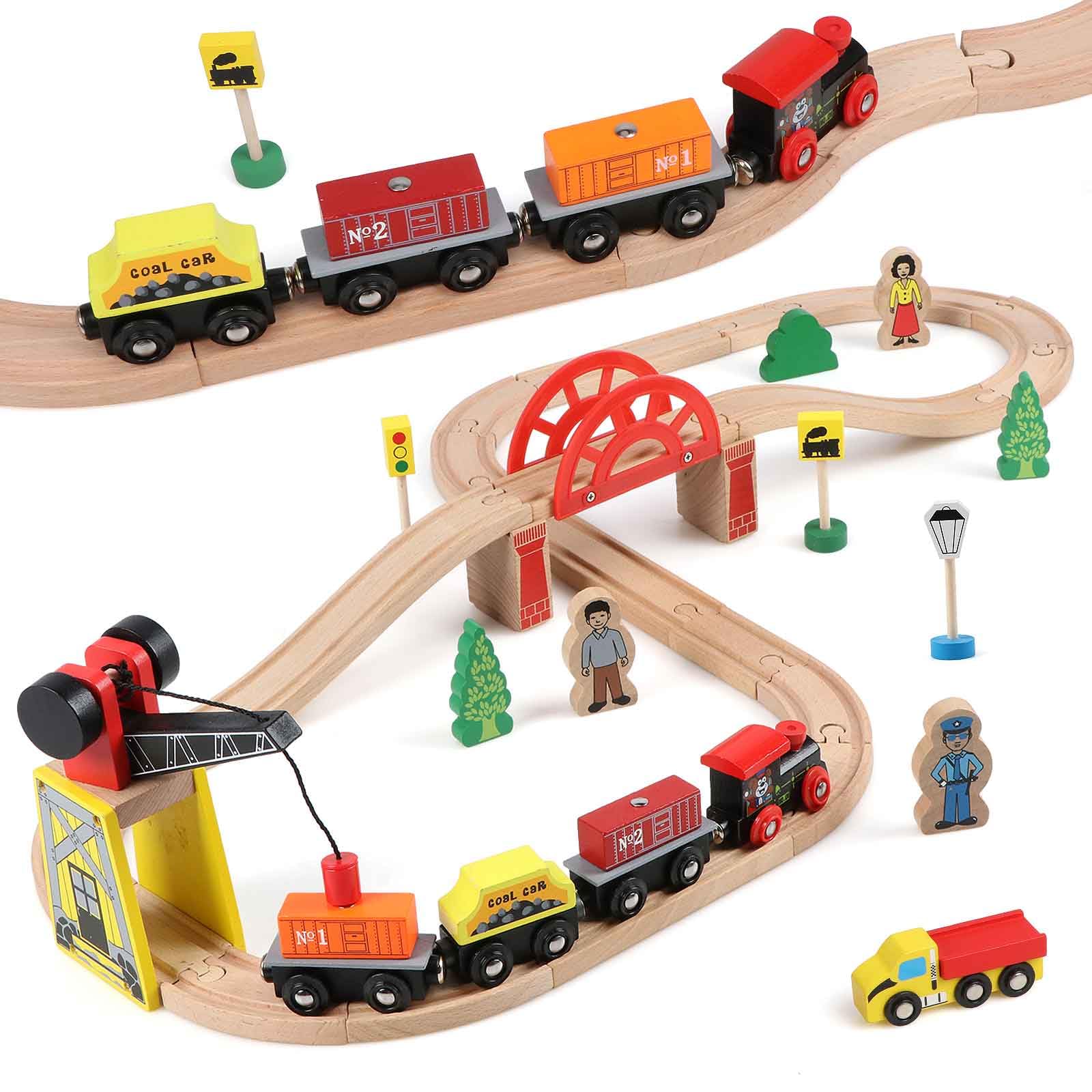 KABENFIS Legno 39 Pz Train Tracks Giocattoli