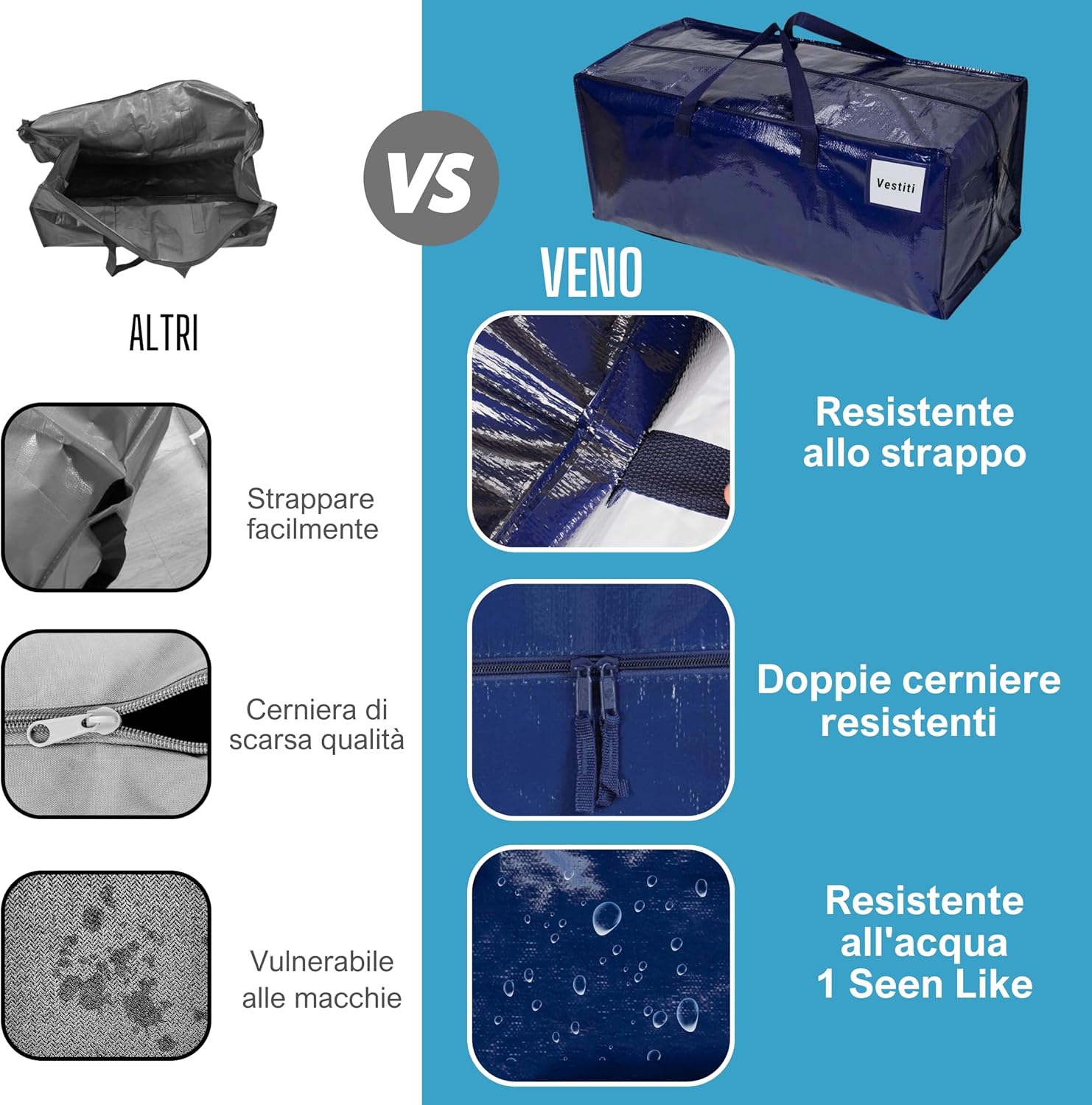 Veno Set 8 Borse da Trasloco Extra Large, Blu - immagine 4