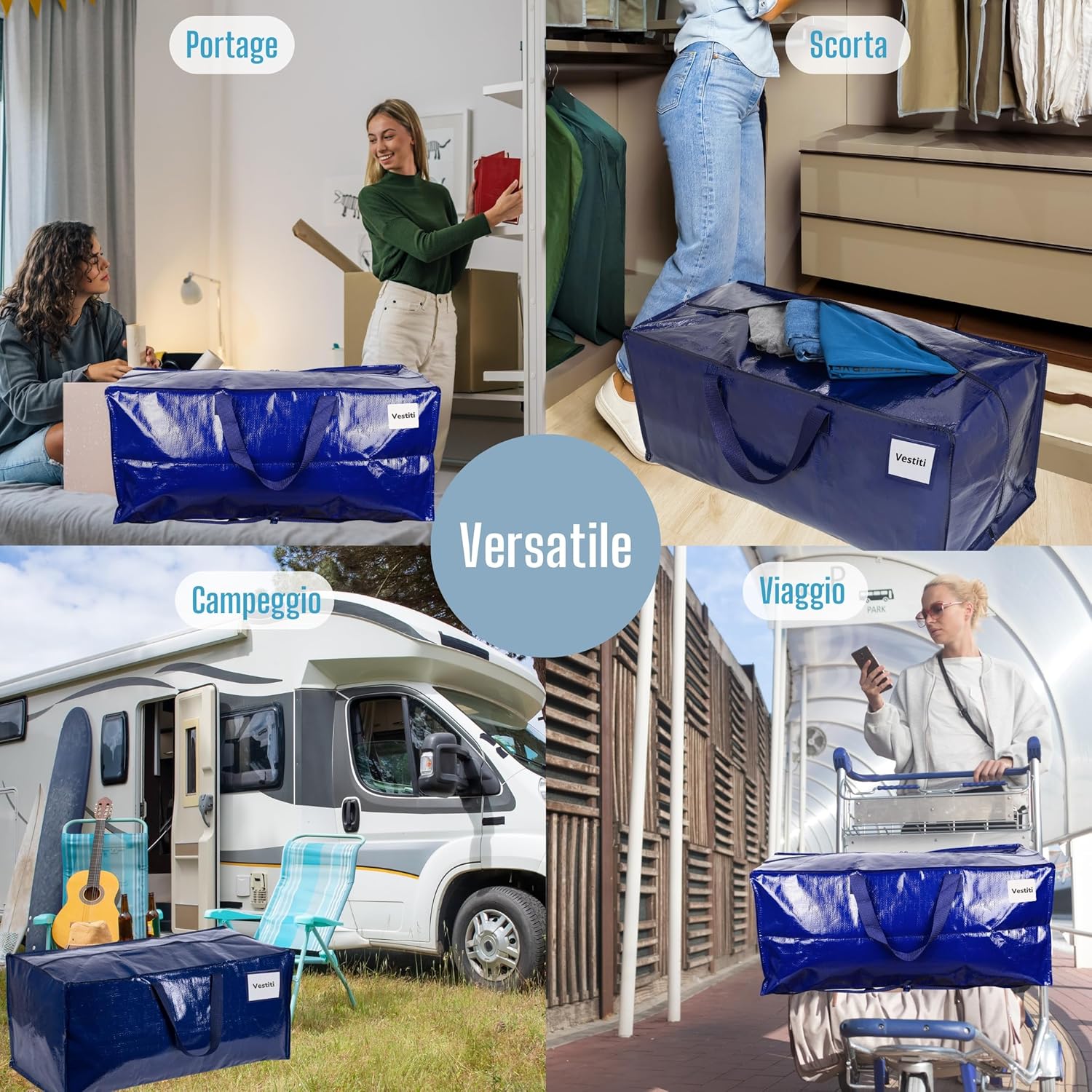 Veno Set 8 Borse da Trasloco Extra Large, Blu - immagine 6