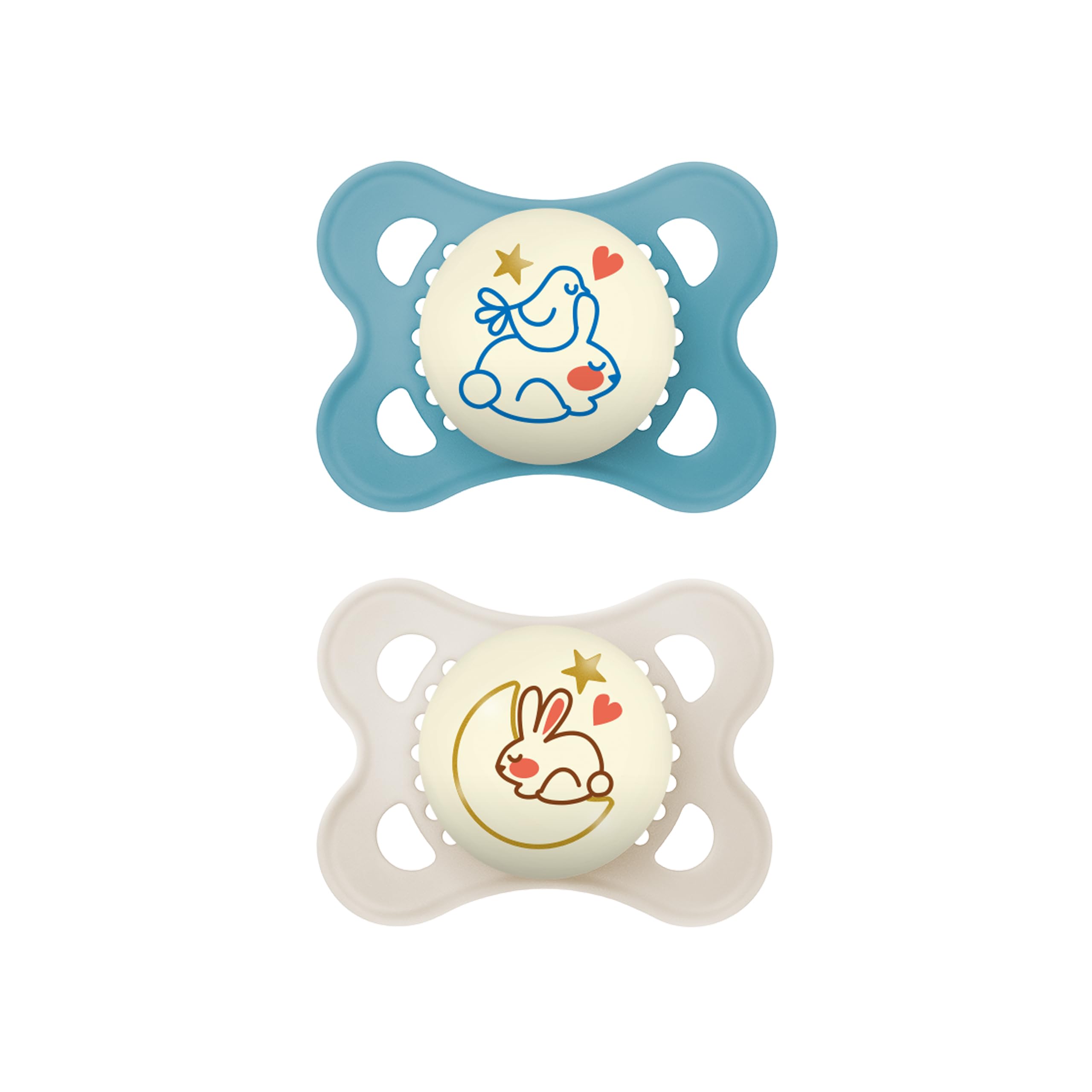 MAM Night Glow in the Dark Silicone Pacifier, Blue, 2-Count | Velz