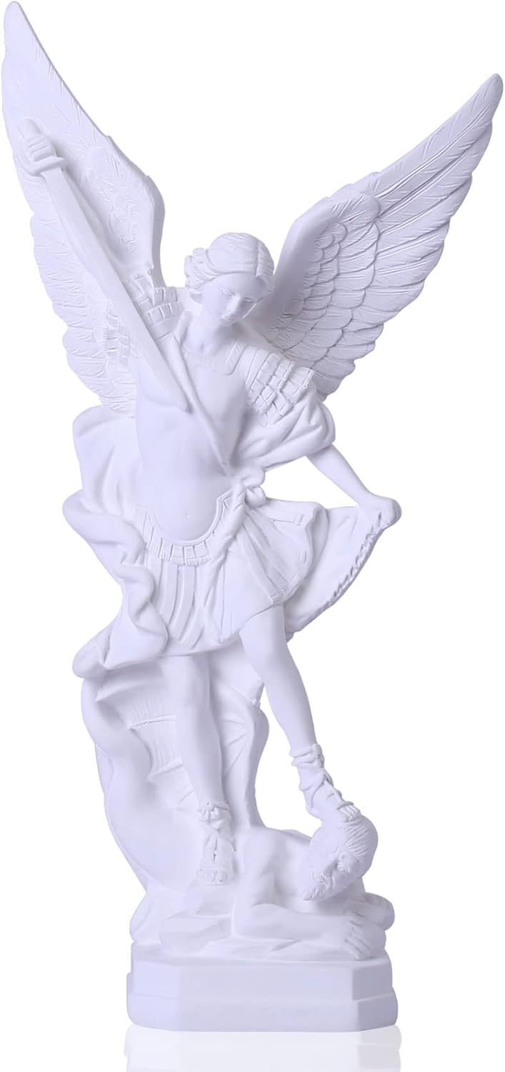 Statua San Michele Arcangelo 31,5 cm, Bianca - immagine 1