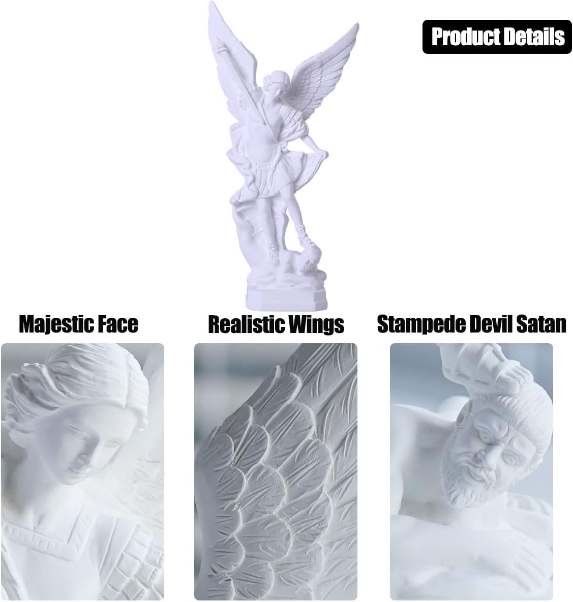 Statua San Michele Arcangelo 31,5 cm, Bianca - immagine 3