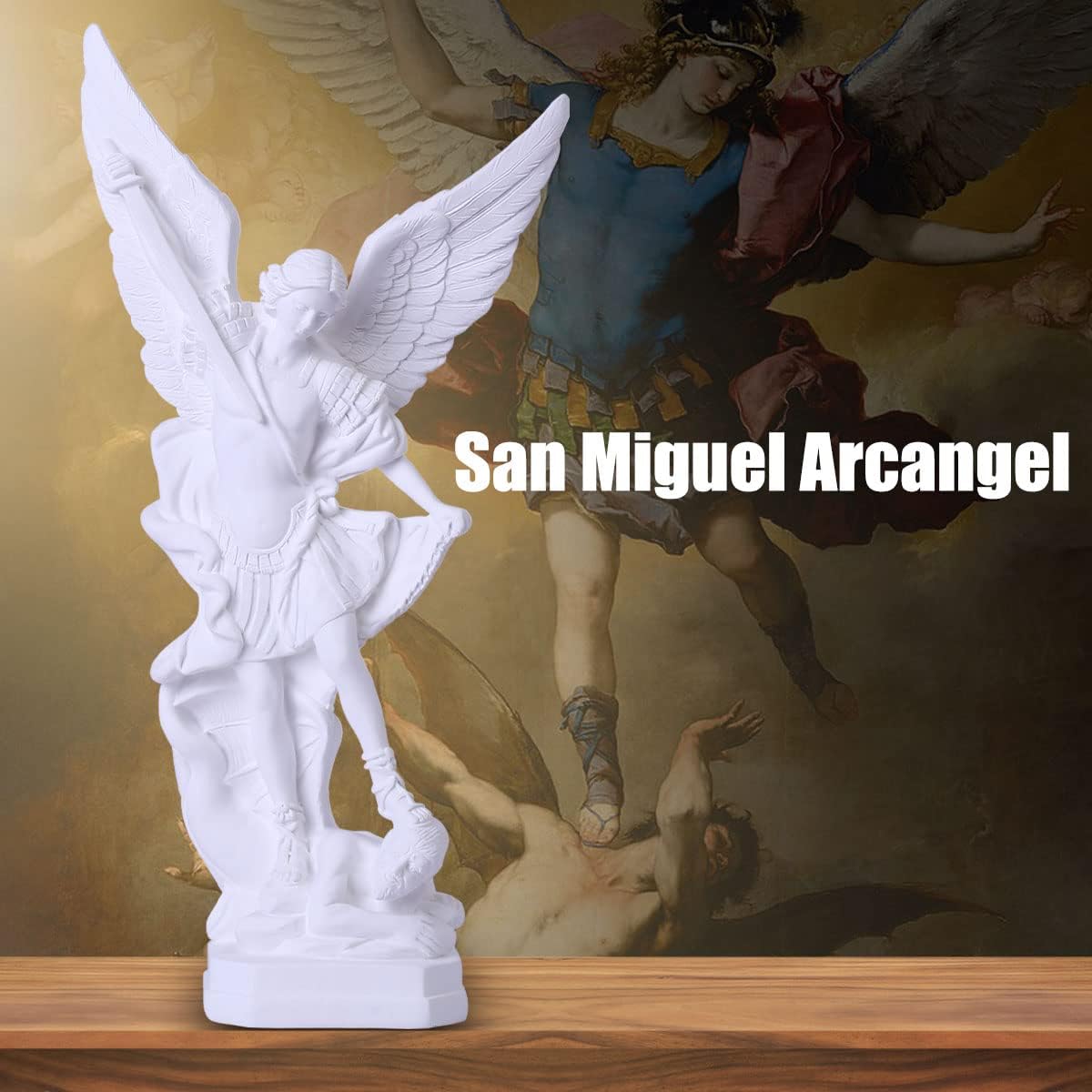 Statua San Michele Arcangelo 31,5 cm, Bianca - immagine 5