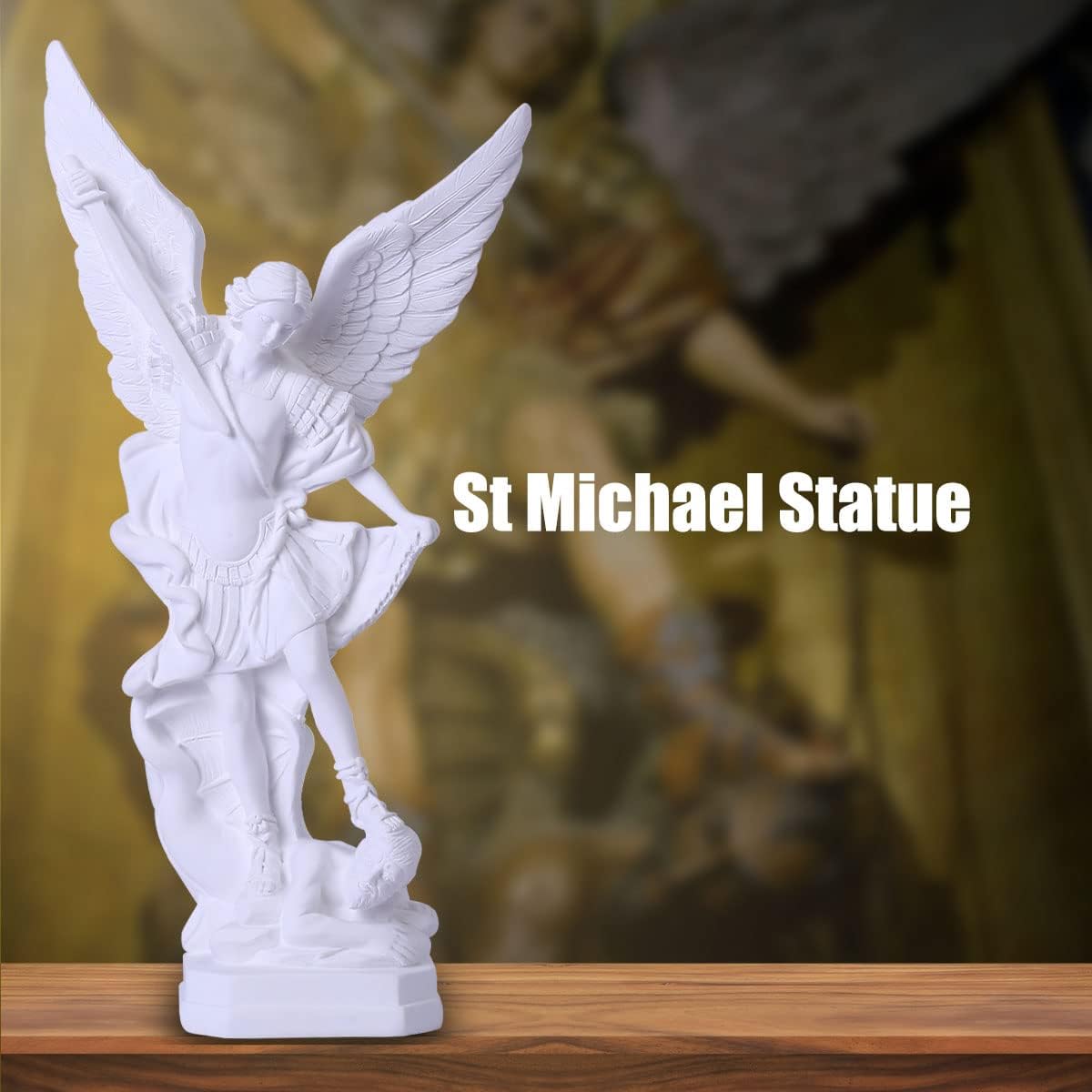 Statua San Michele Arcangelo 31,5 cm, Bianca - immagine 6