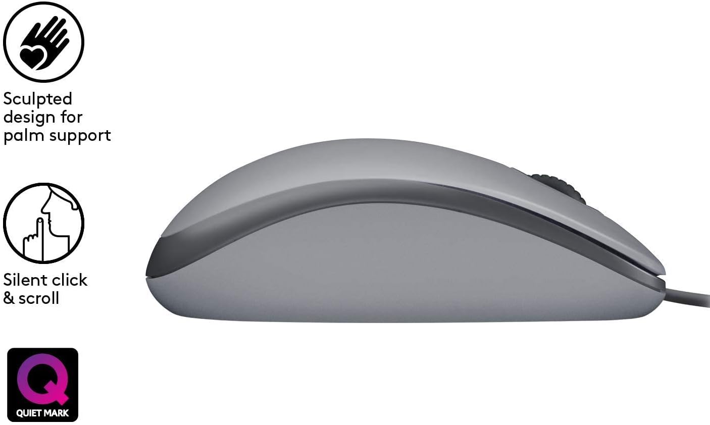 Logitech M110 Mouse USB Cablato Silenzioso, Grigio - immagine 4